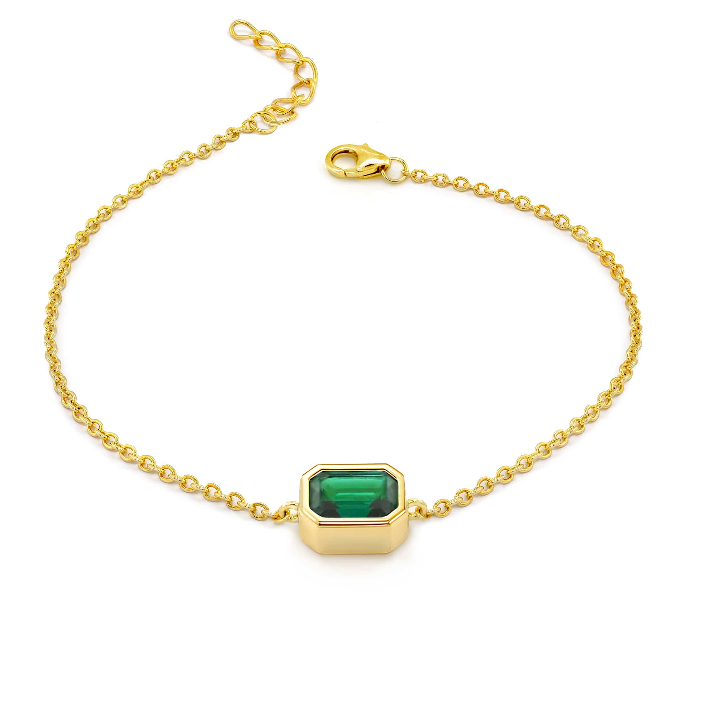 Lynora Jewellery Bracelet Emerald Baguette Gold Bracelet Gold Plated / Emerald Emerald Baguette Gold Bracelet