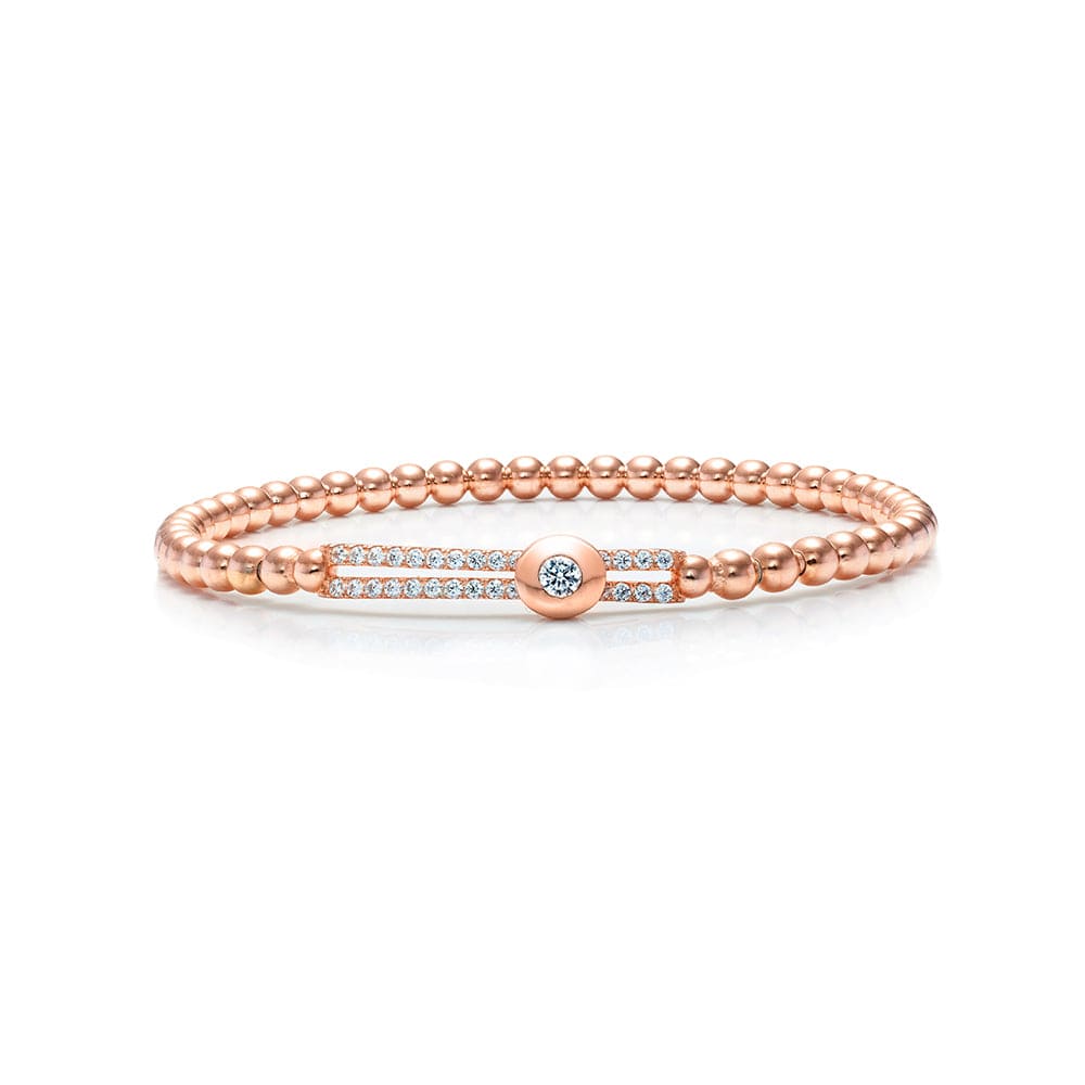 Lynora Jewellery Bracelet Metal Gumdrop Beaded Stretch Bracelet Rose-Gold Metal Gumdrop Beaded Stretch Bracelet