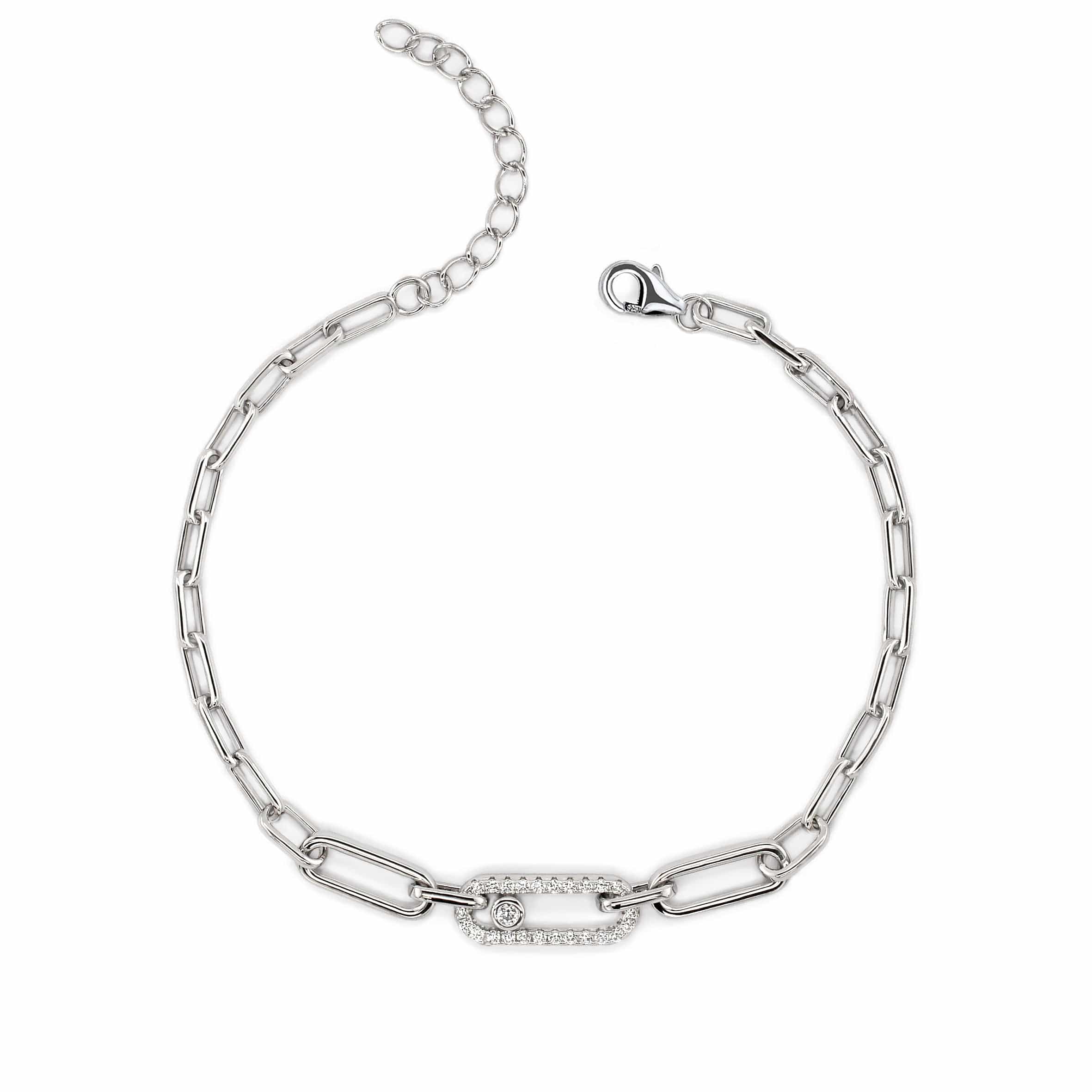 Lynora Jewellery Bracelet Paperclip Dotted Link Bracelet Sterling Silver / Clear Paperclip Dotted Link Bracelet