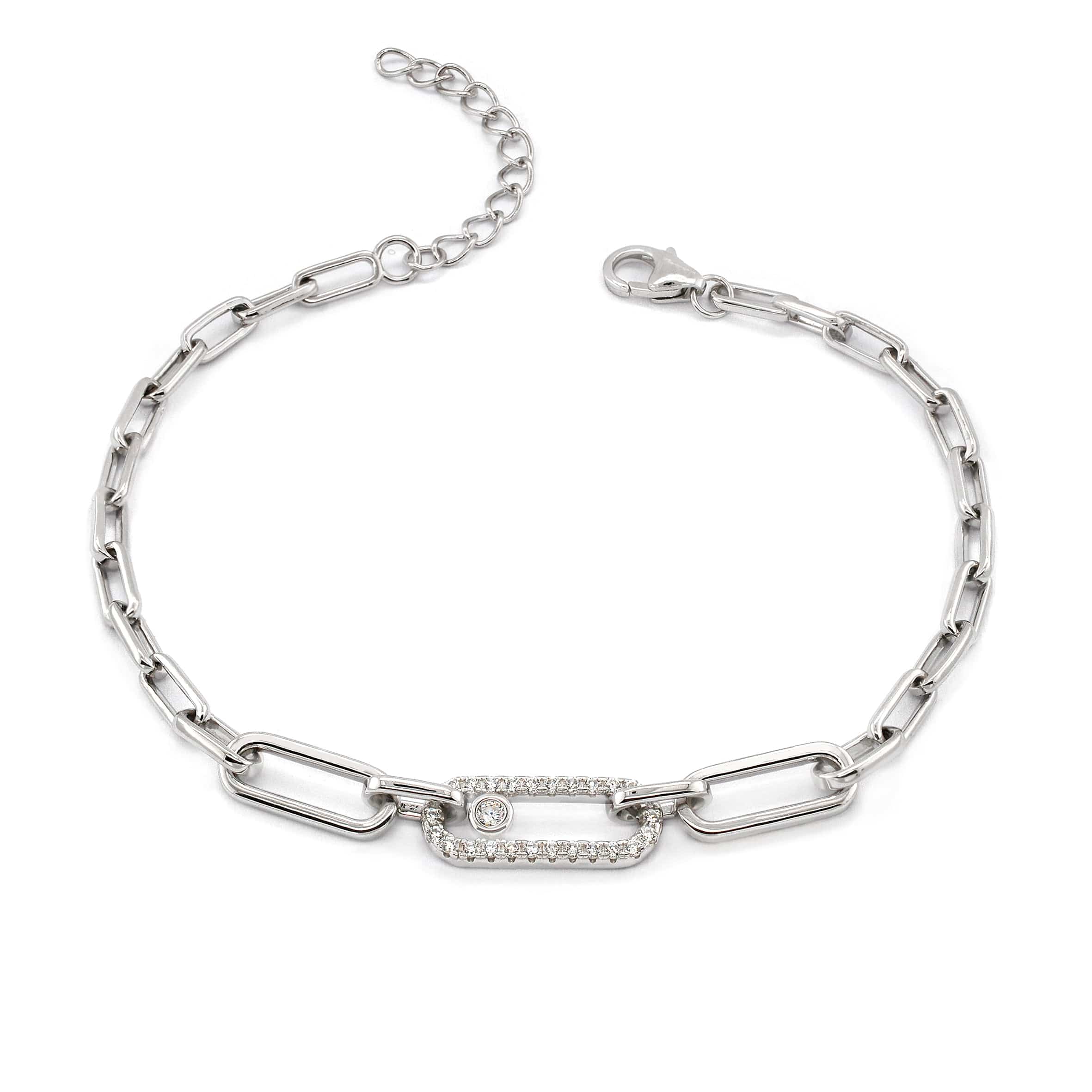 Lynora Jewellery Bracelet Paperclip Dotted Link Bracelet Sterling Silver / Clear Paperclip Dotted Link Bracelet