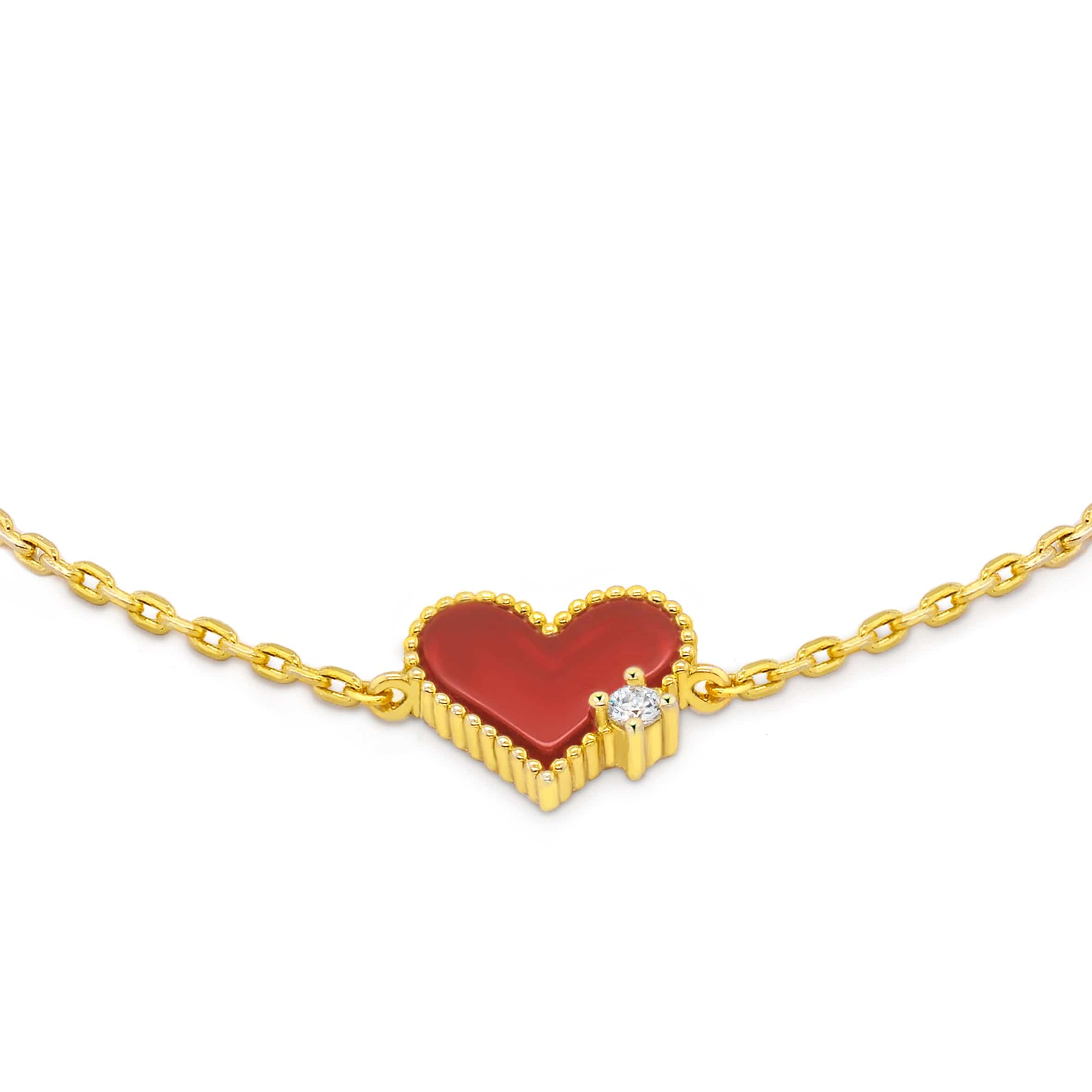 Lynora Jewellery Bracelet Red and Gold Heart Bracelet Sterling Silver & Gold Plated / Red Red and Gold Heart Bracelet