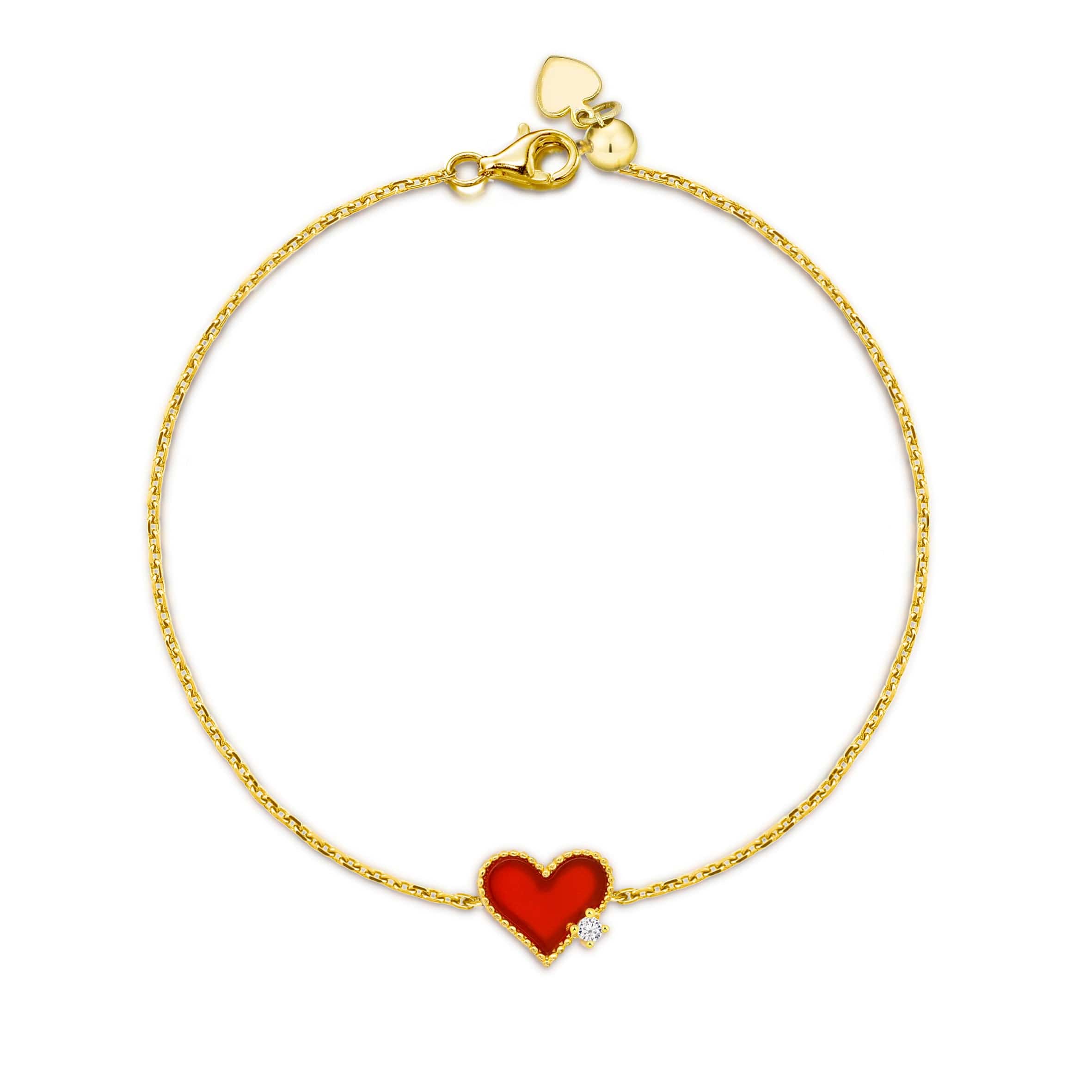 Lynora Jewellery Bracelet Red and Gold Heart Bracelet Sterling Silver & Gold Plated / Red Red and Gold Heart Bracelet