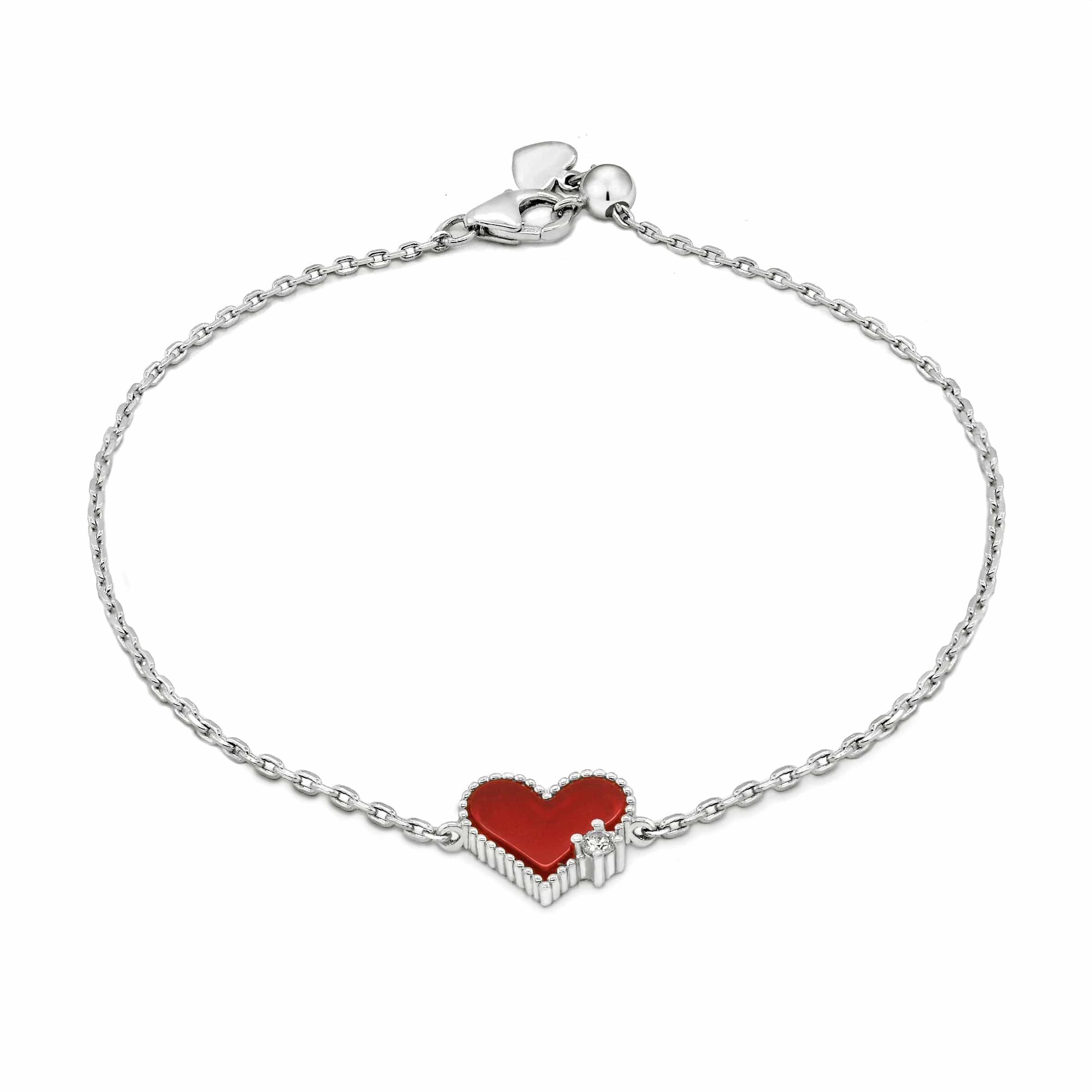 Lynora Jewellery Bracelet Red and Silver Heart Bracelet Sterling Silver / Red Red and Silver Heart Bracelet