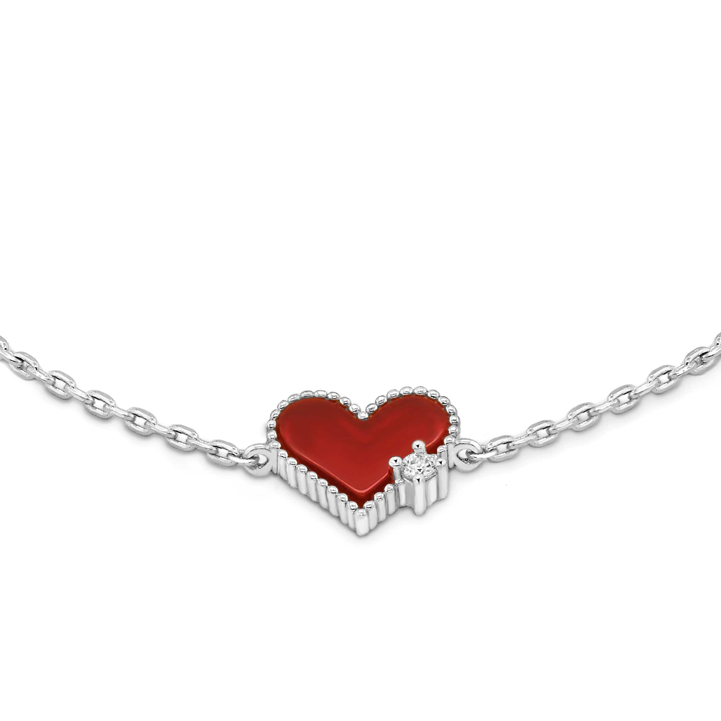 Lynora Jewellery Bracelet Red and Silver Heart Bracelet Sterling Silver / Red Red and Silver Heart Bracelet