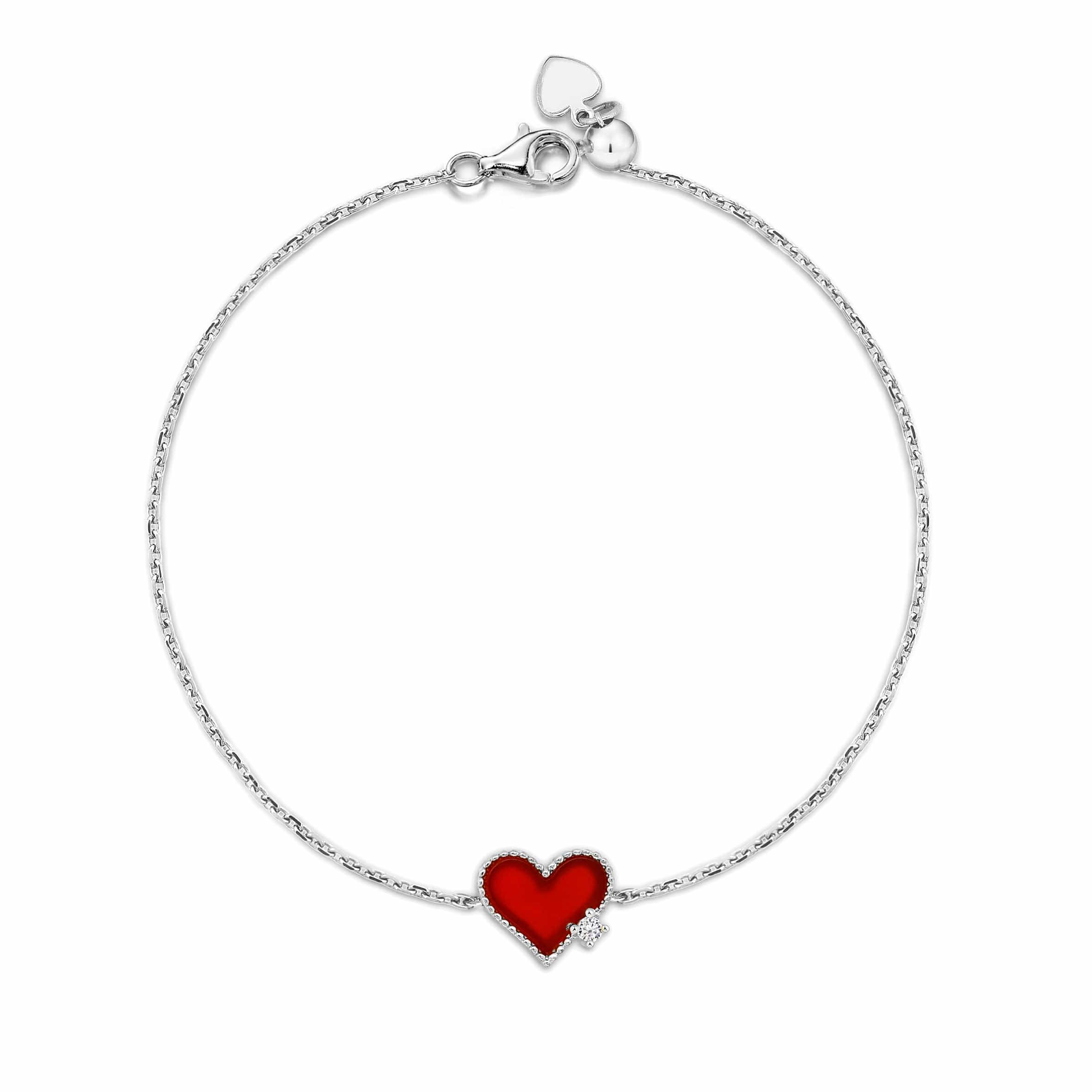 Lynora Jewellery Bracelet Red and Silver Heart Bracelet Sterling Silver / Red Red and Silver Heart Bracelet