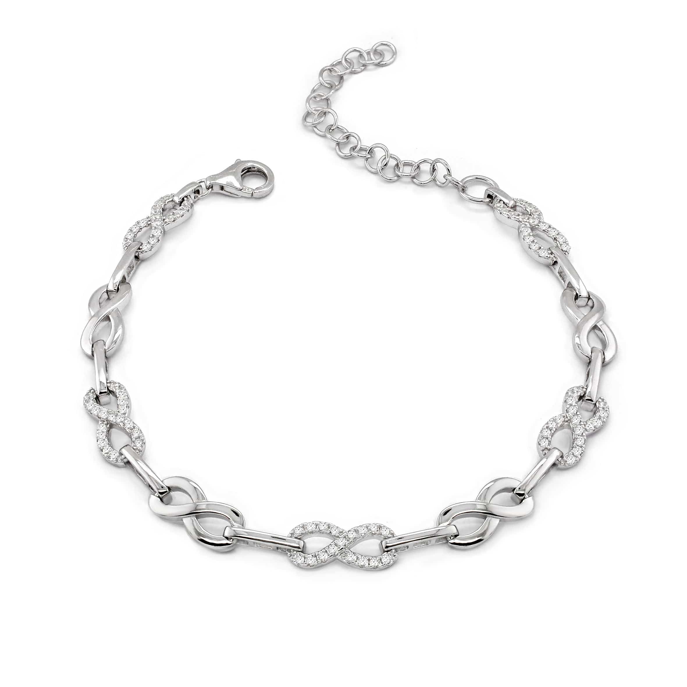 Lynora Jewellery Bracnelet Infinity Bracelet Sterling Silver Sterling Silver / Clear Infinity Bracelet Sterling Silver