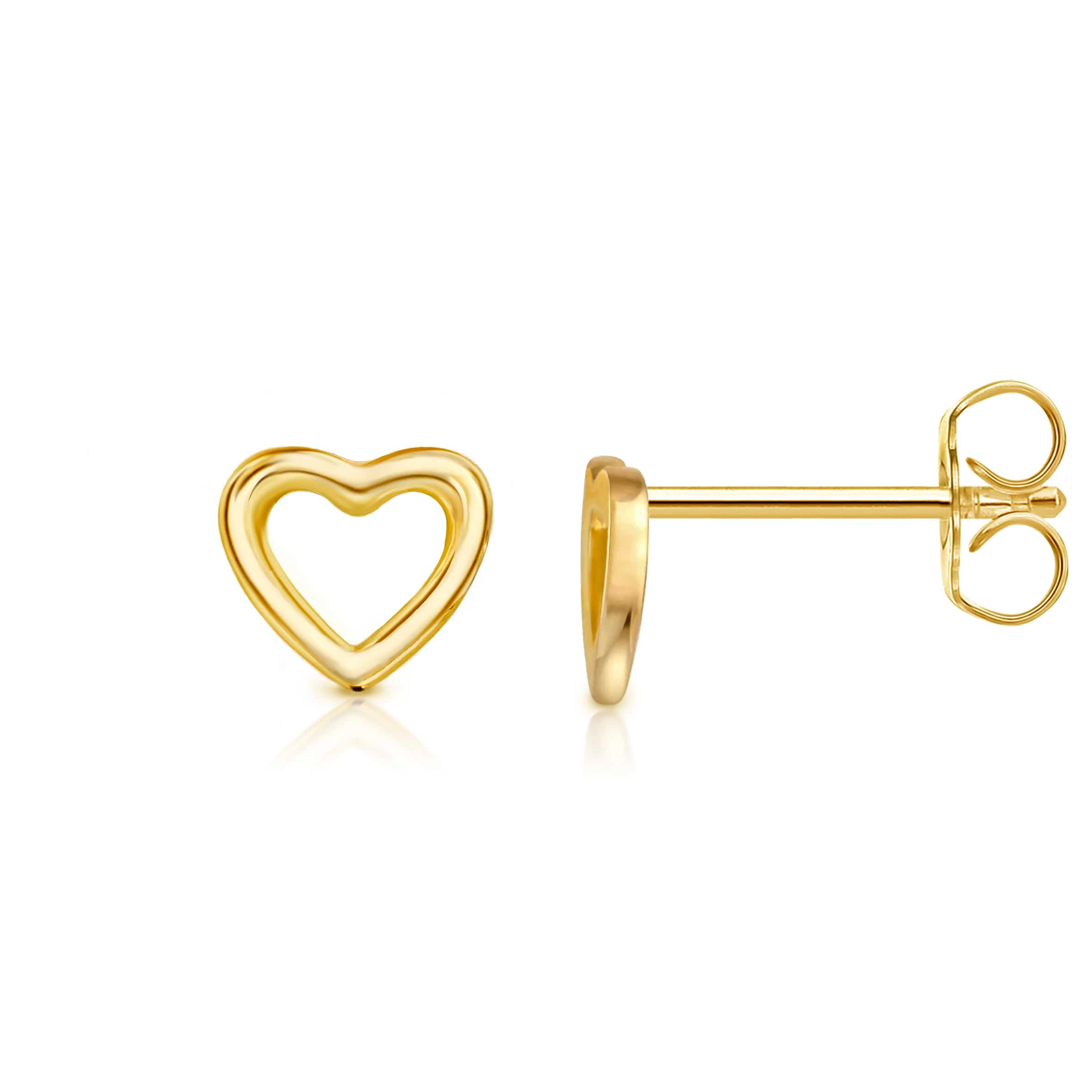 Lynora Jewellery Earrings Open Heart Gold Studs Gold Plated Open Heart Gold Studs