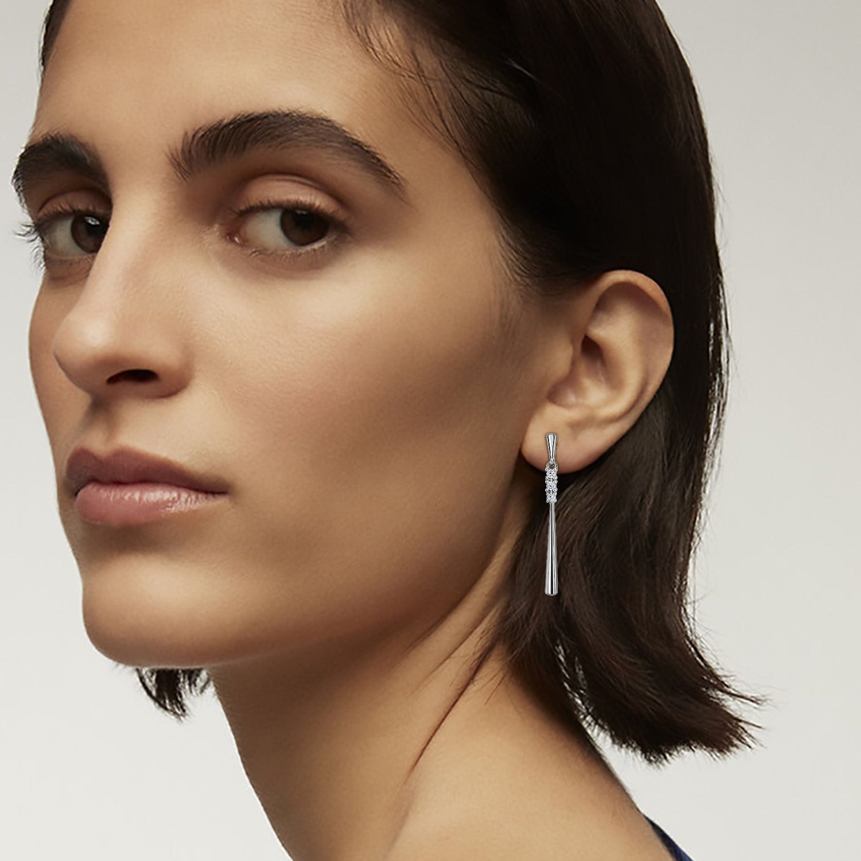 Lynora Jewellery Earrings Sterling Silver / Clear Bar Drop Earrings