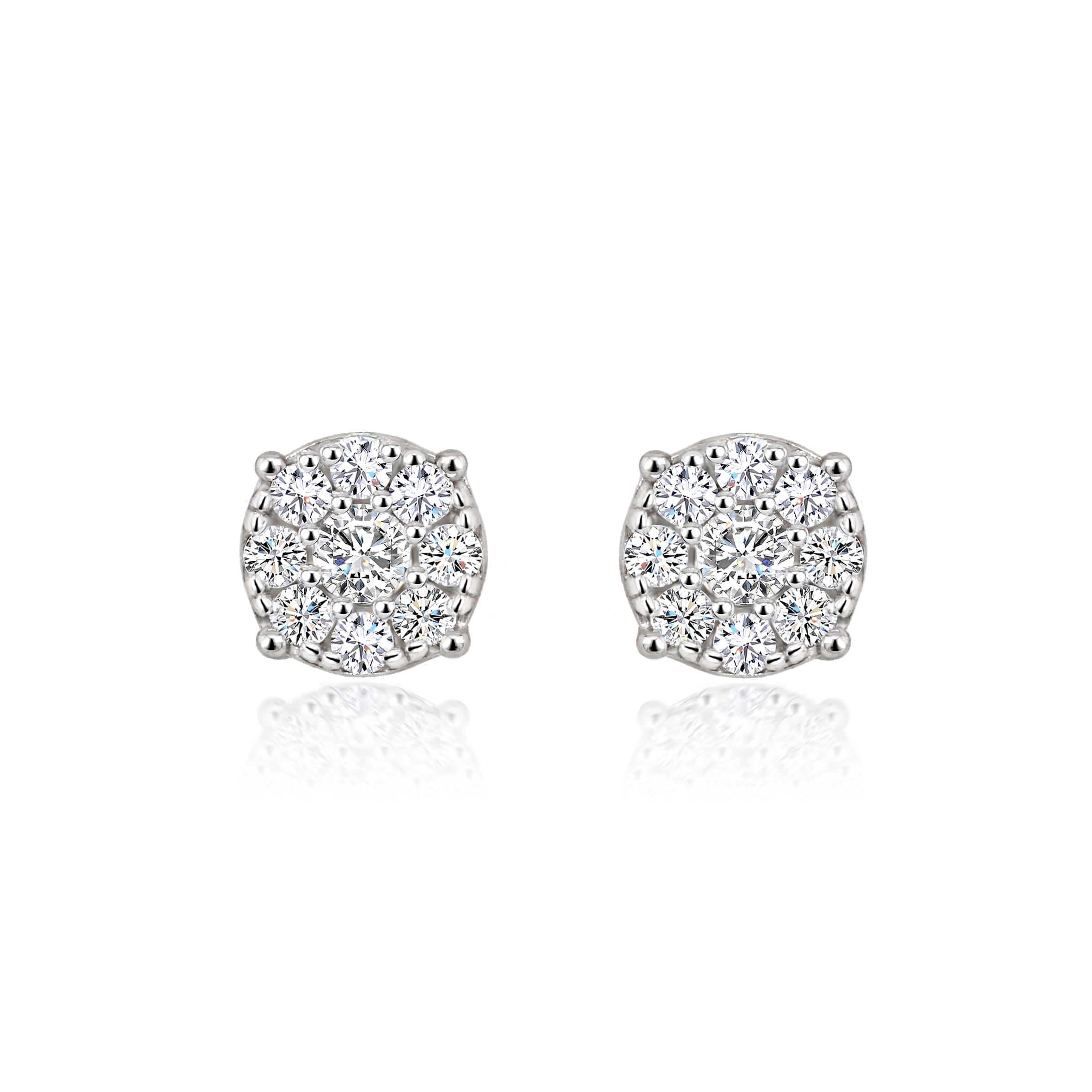 Lynora Jewellery Earrings Brilliant Diamond Cluster Studs Sterling Silver / Clear Brilliant Diamond Cluster Studs