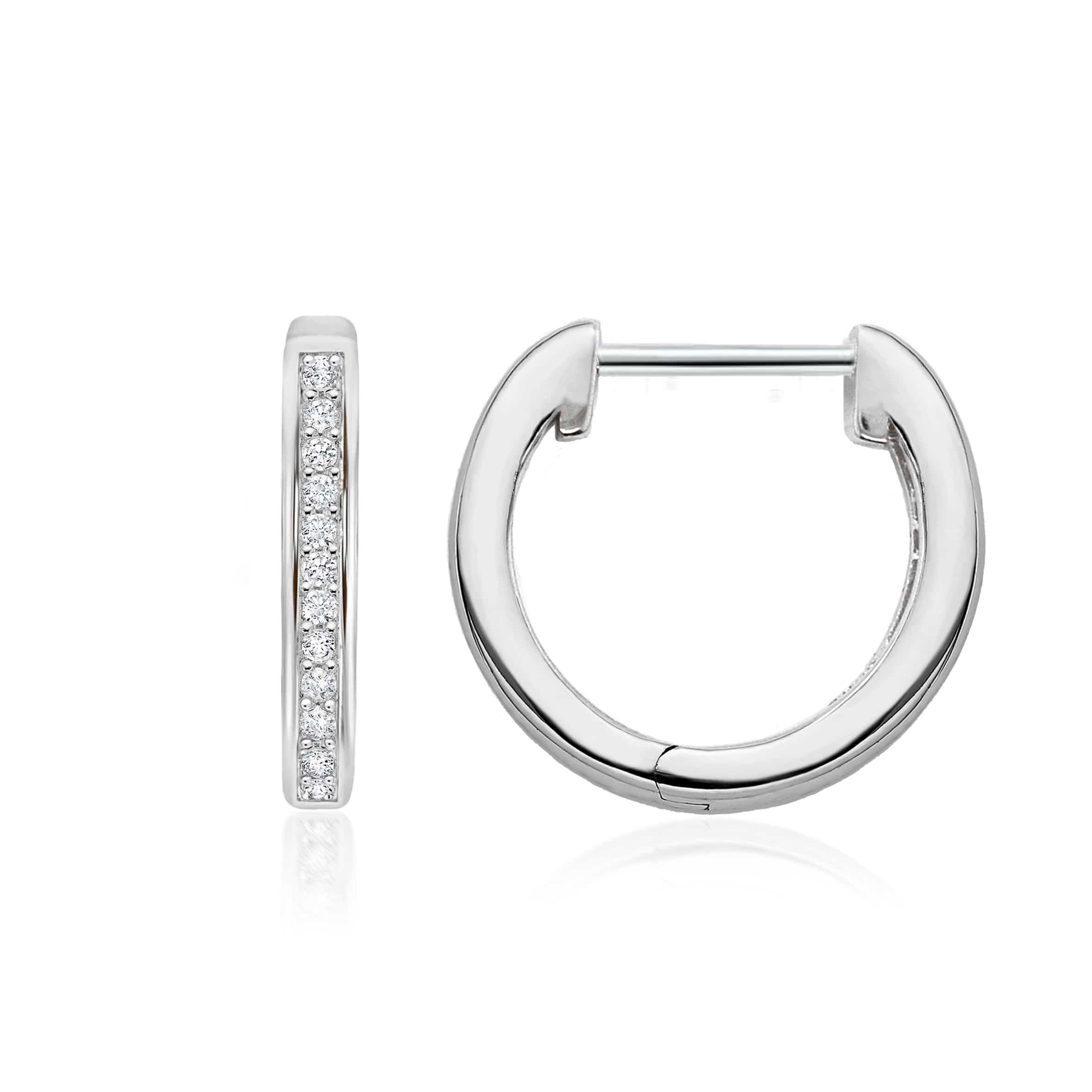 Lynora Jewellery Earrings Channel Set Studded Hoops Sterling Silver / Clear Channel Set Studded Hoops