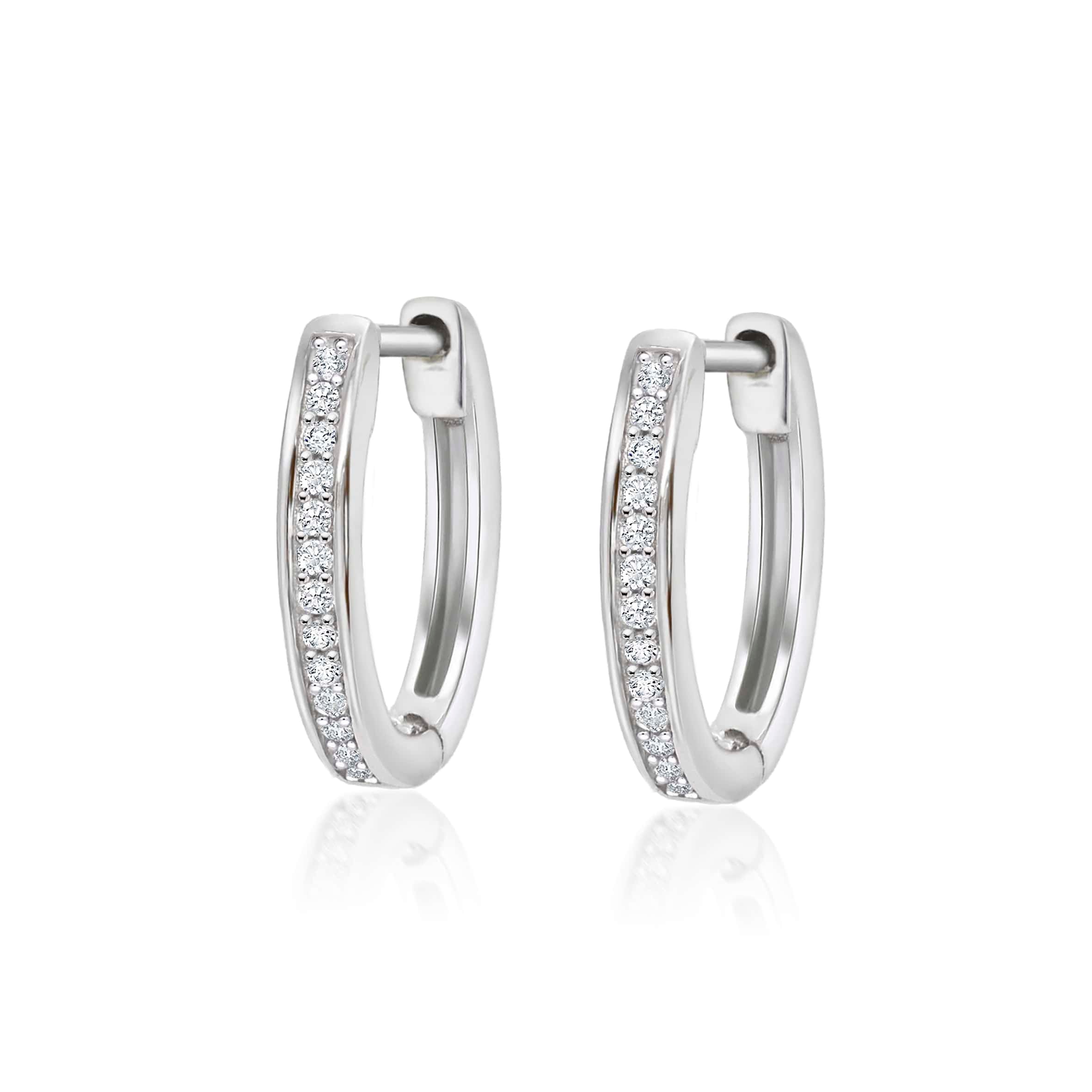 Lynora Jewellery Earrings Channel Set Studded Hoops Sterling Silver / Clear Channel Set Studded Hoops