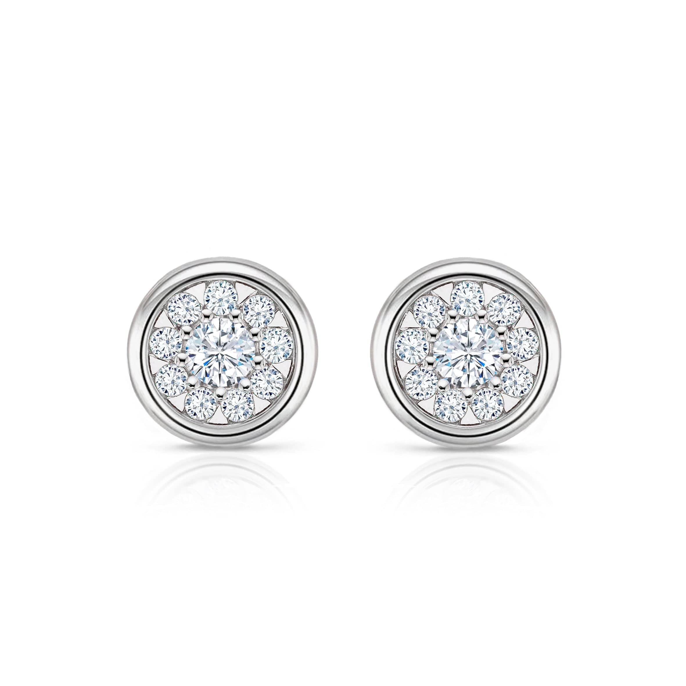 Lynora Jewellery Earrings Diamond Cluster Circle Halo Studs Sterling Silver / Clear Diamond Cluster Circle Halo Studs