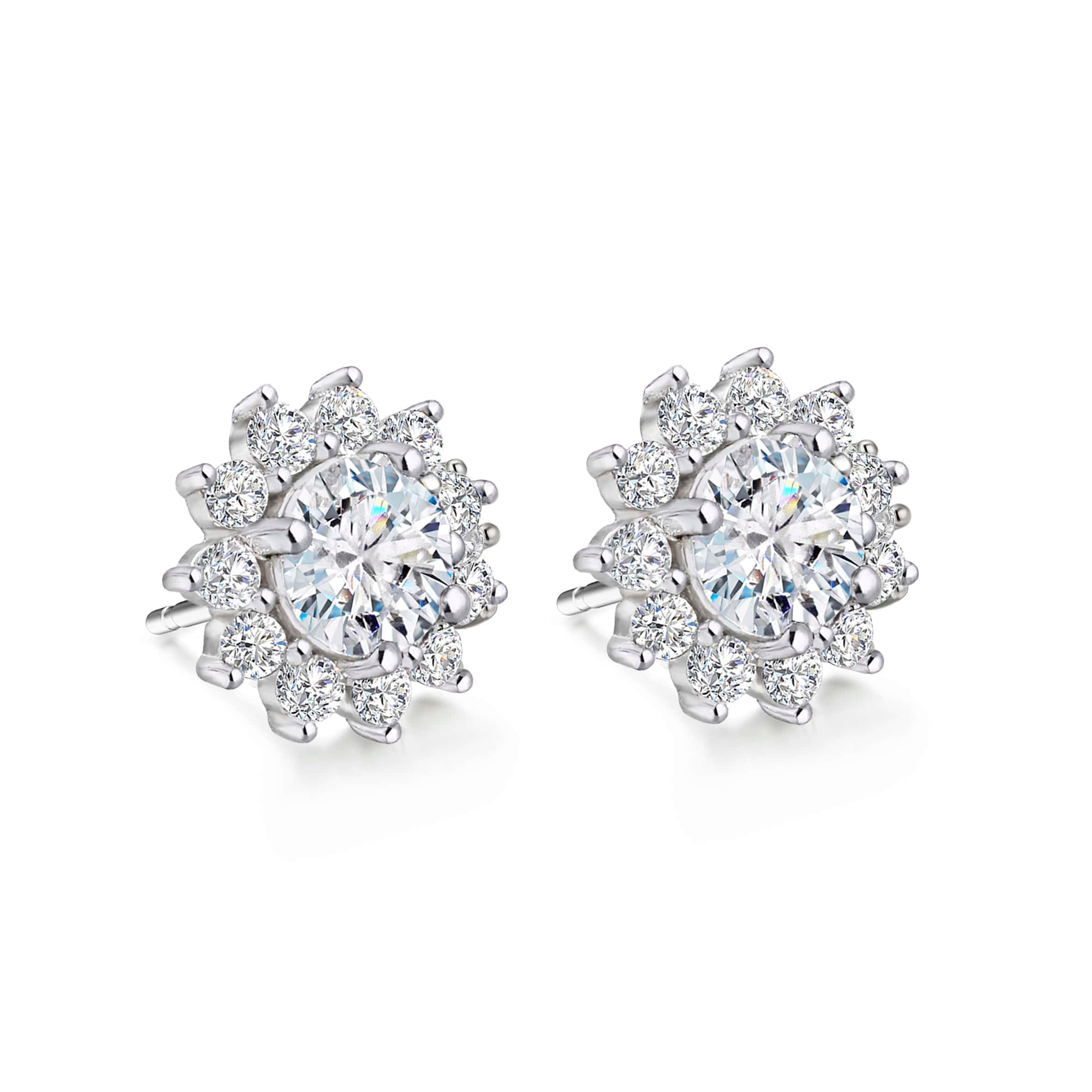 Lynora Jewellery Earrings Diamond Sunflower Studs Sterling Silver / Clear Diamond Sunflower Studs