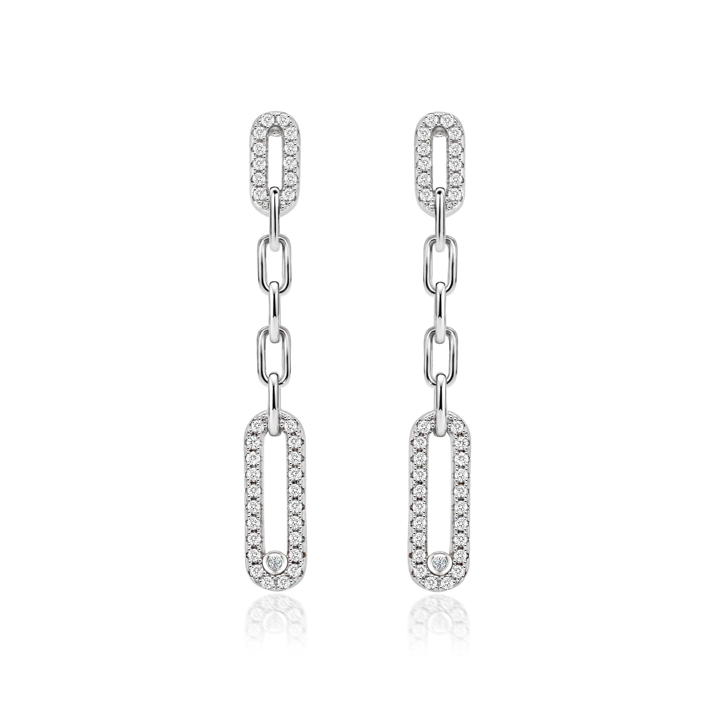 Lynora Jewellery Earrings Paperclip Dotted Link Earrings Sterling Silver / Clear Paperclip Dotted Link Earrings