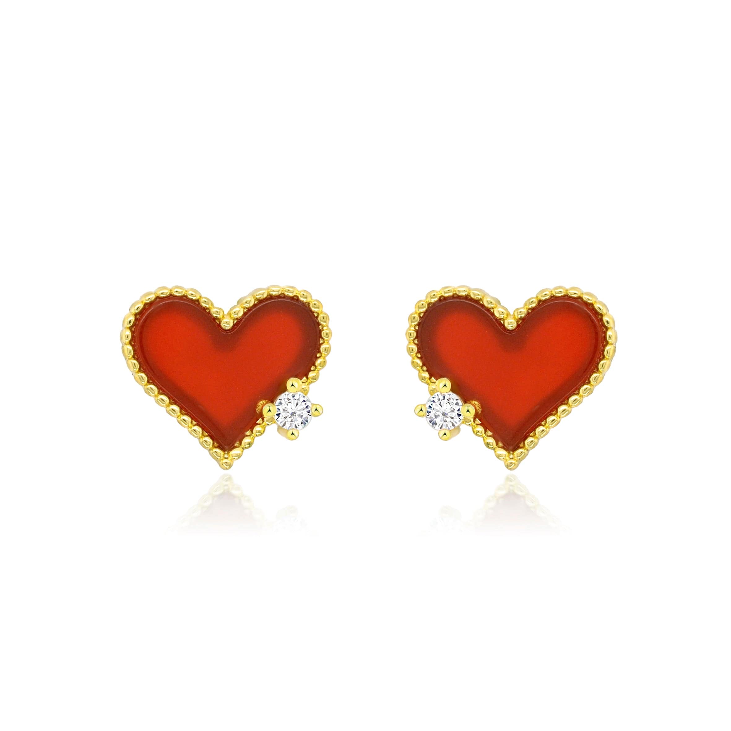 Lynora Jewellery Earrings Red and Gold Heart Studs Sterling Silver & Gold Plated / Red Red and Gold Heart Studs