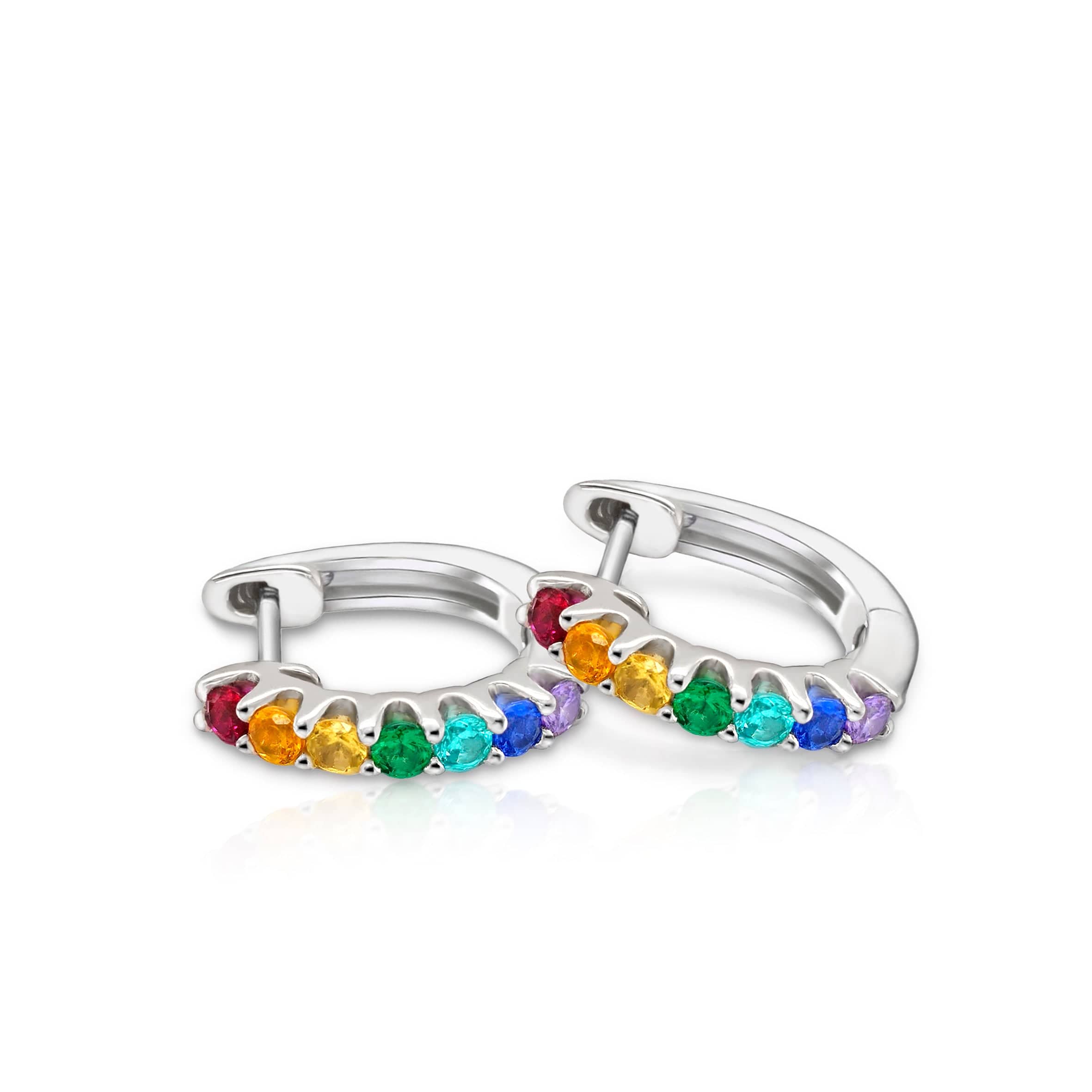 Lynora Jewellery Earrings Rainbow Huggie Hoop Earrings Sterling Silver / Multi-coloured Rainbow Huggie Hoop Earrings