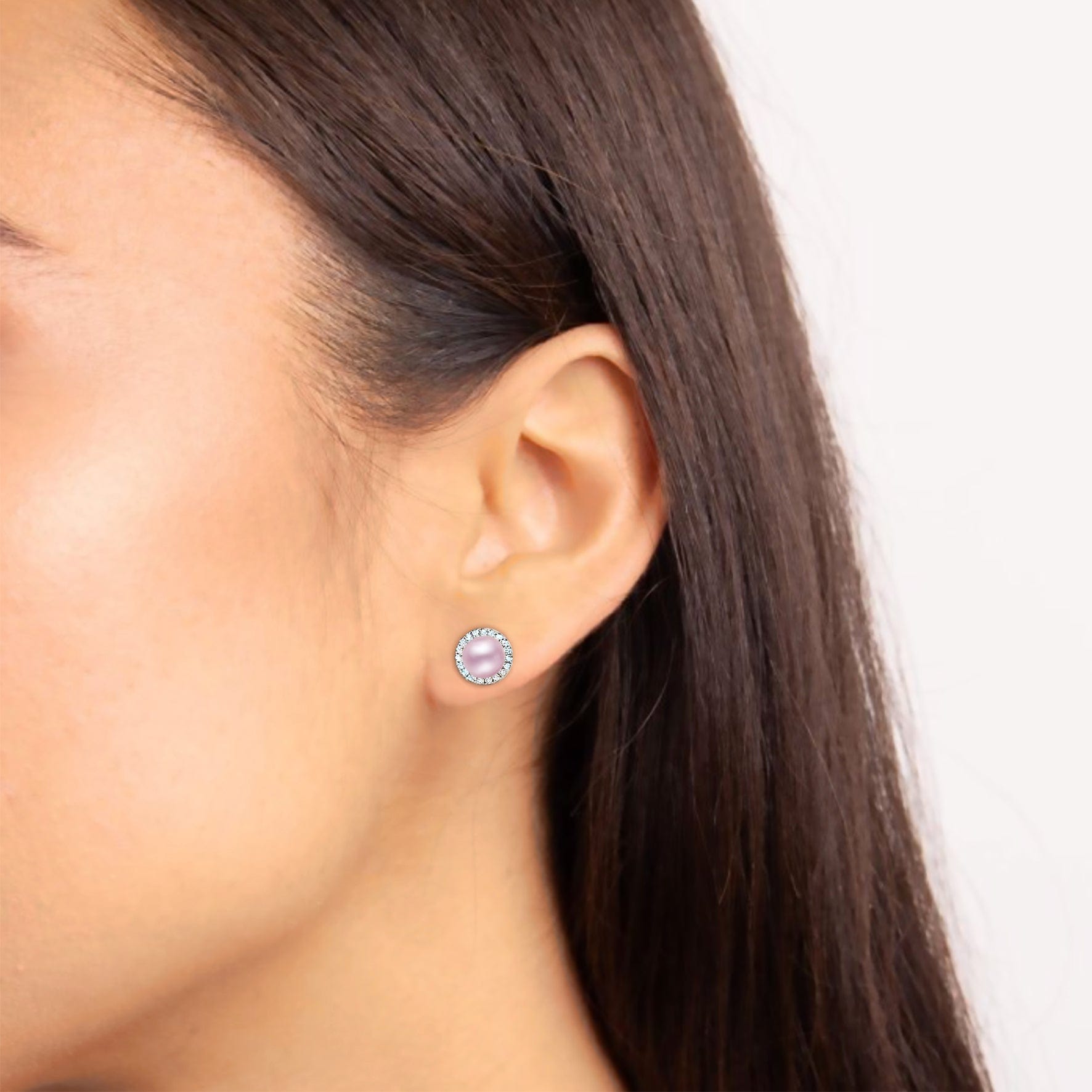 Lynora Jewellery Earrings Sterling Silver / Pink Pearl Pink Freshwater Pearl Halo Stud Earrings