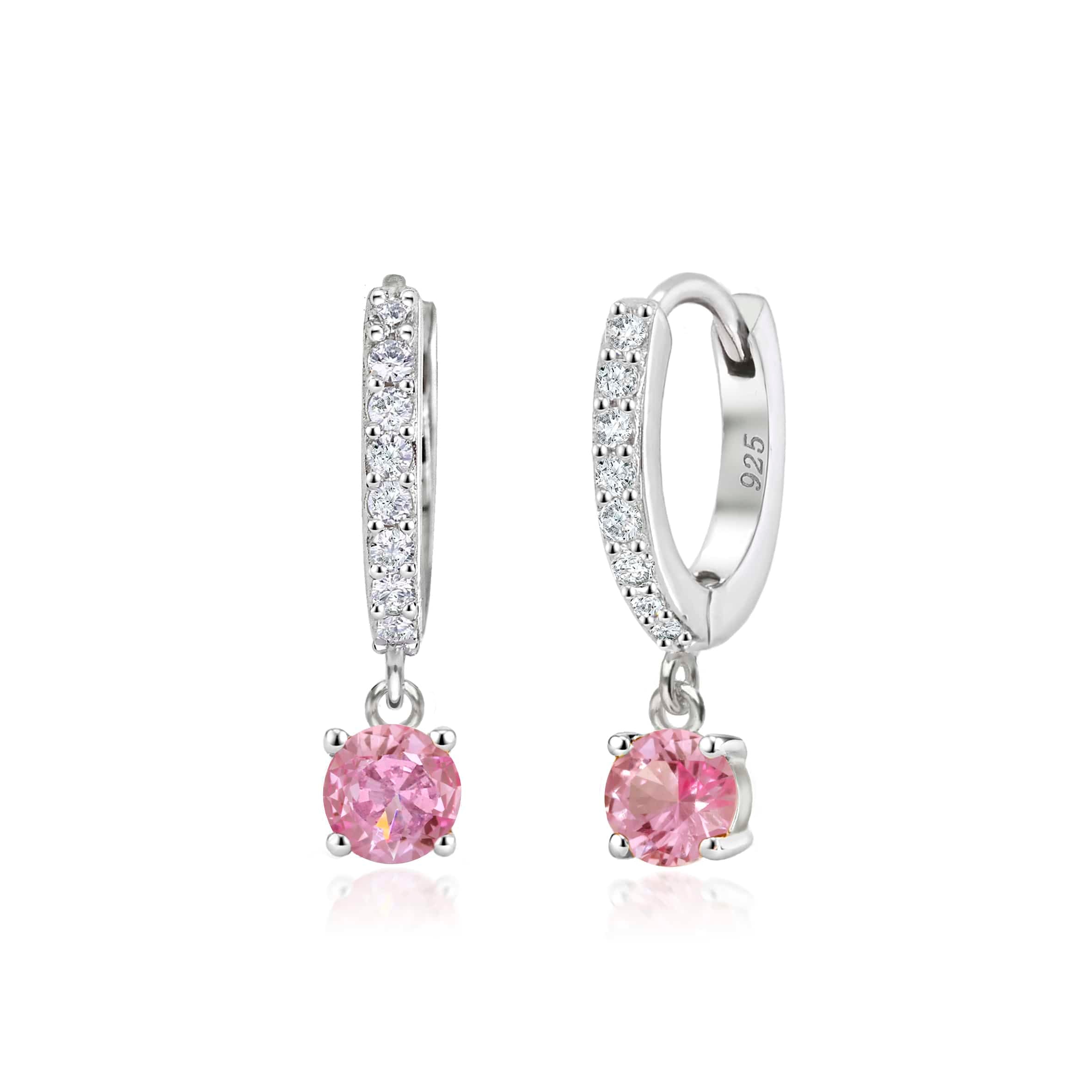 Lynora Jewellery Earrings Pink Raindrop Huggie Earrings Sterling Silver / Pink Pink Raindrop Huggie Earrings