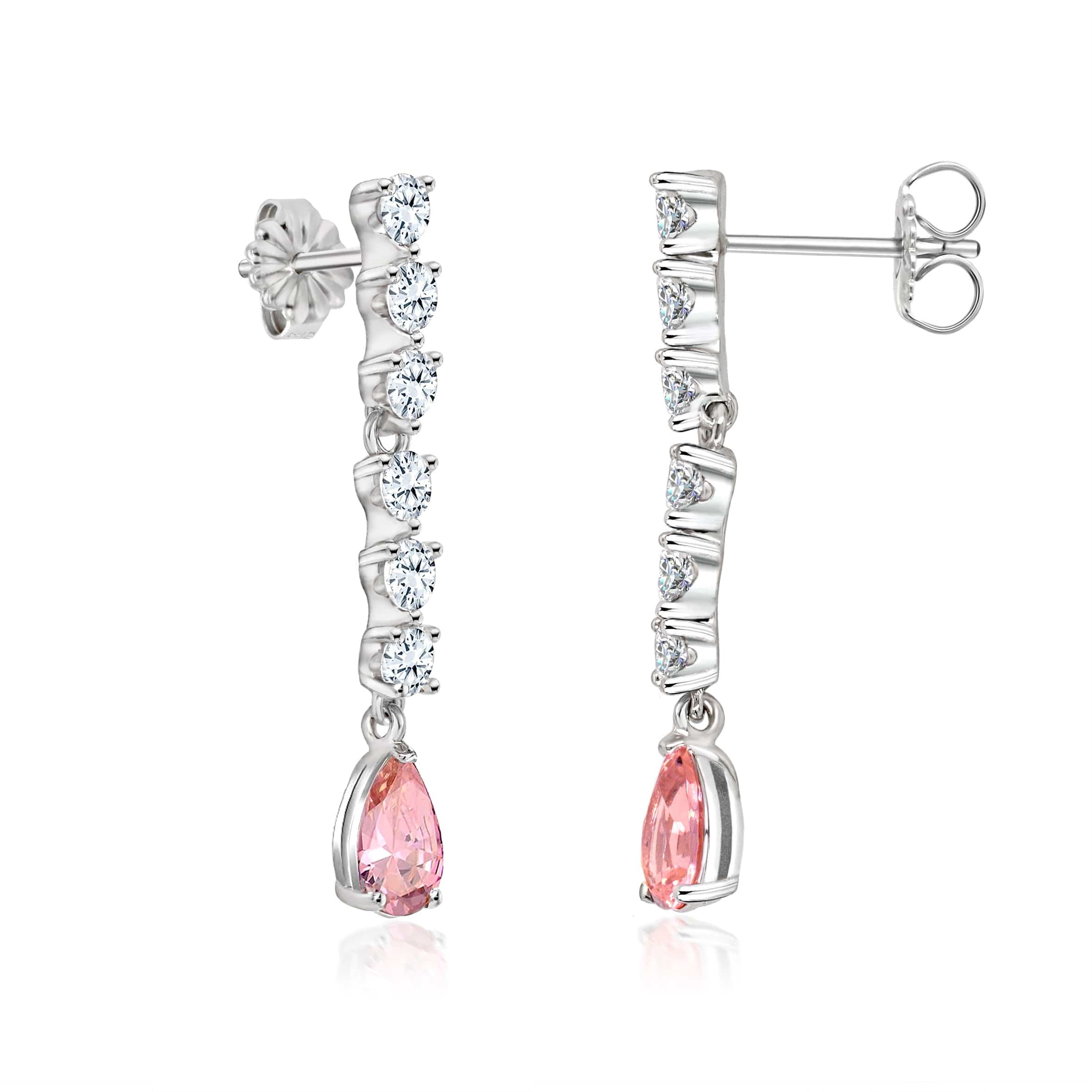 Lynora Jewellery Earrings Blush Pink Diamond Drop Earrings Sterling Silver / Pink Tourmaline Blush Pink Diamond Drop Earrings