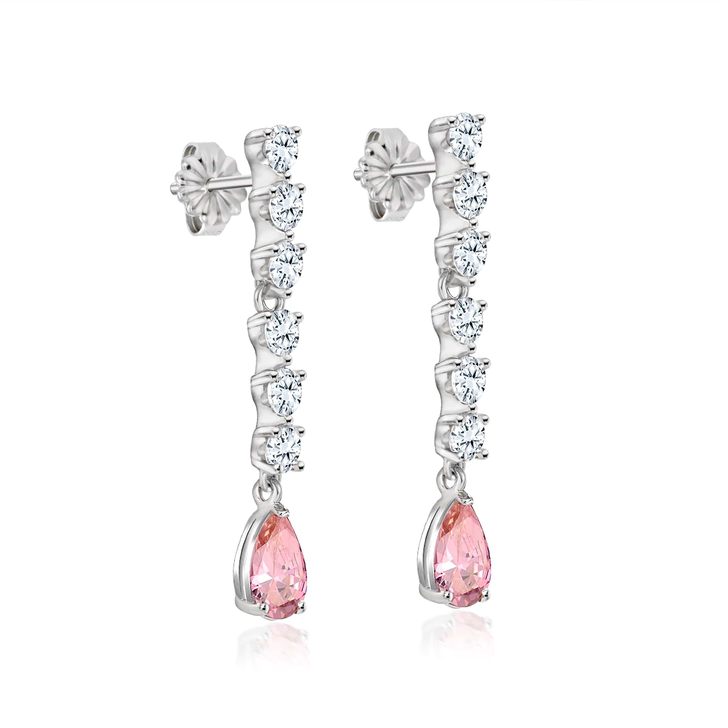 Lynora Jewellery Earrings Blush Pink Diamond Drop Earrings Sterling Silver / Pink Tourmaline Blush Pink Diamond Drop Earrings