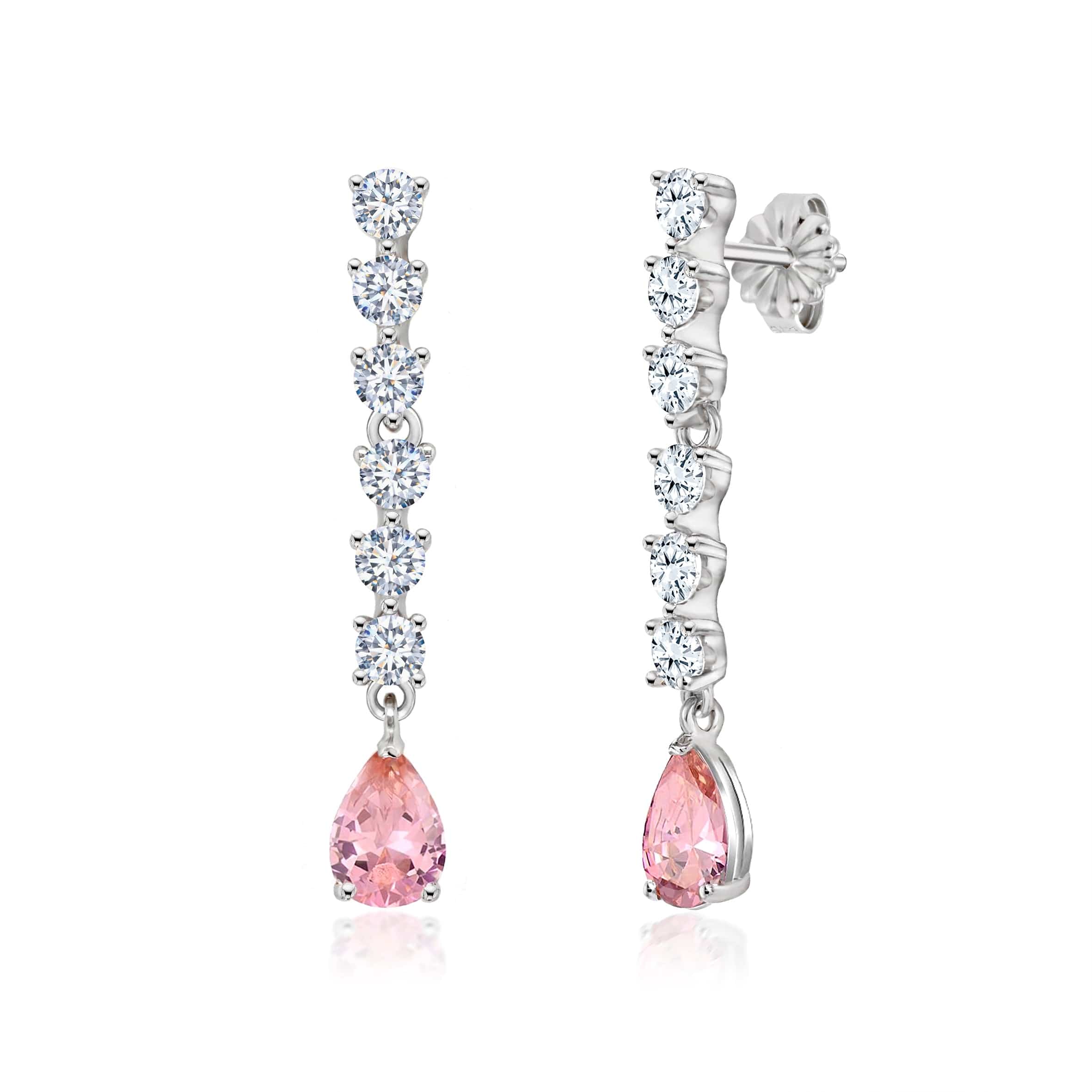 Lynora Jewellery Earrings Blush Pink Diamond Drop Earrings Sterling Silver / Pink Tourmaline Blush Pink Diamond Drop Earrings
