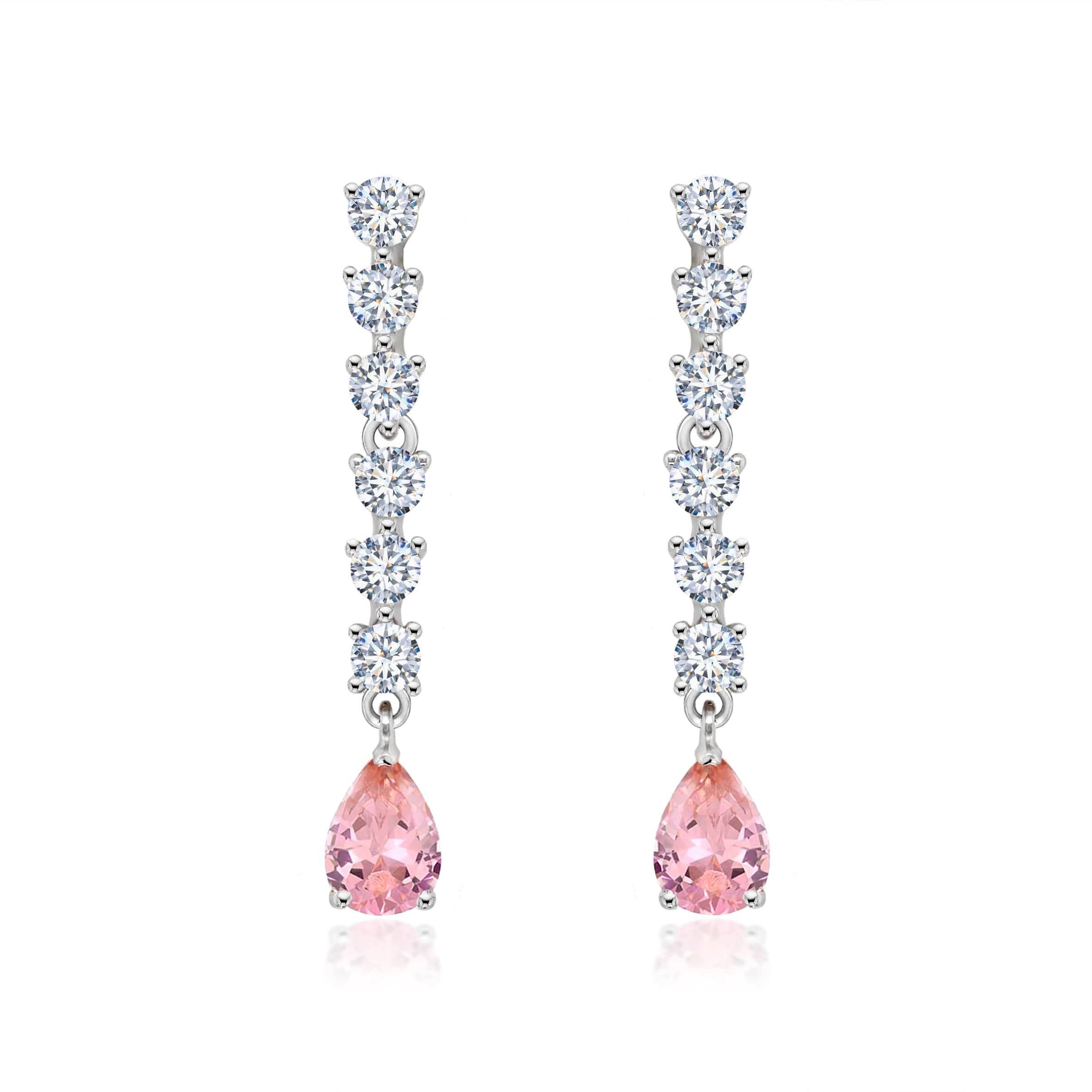 Lynora Jewellery Earrings Blush Pink Diamond Drop Earrings Sterling Silver / Pink Tourmaline Blush Pink Diamond Drop Earrings