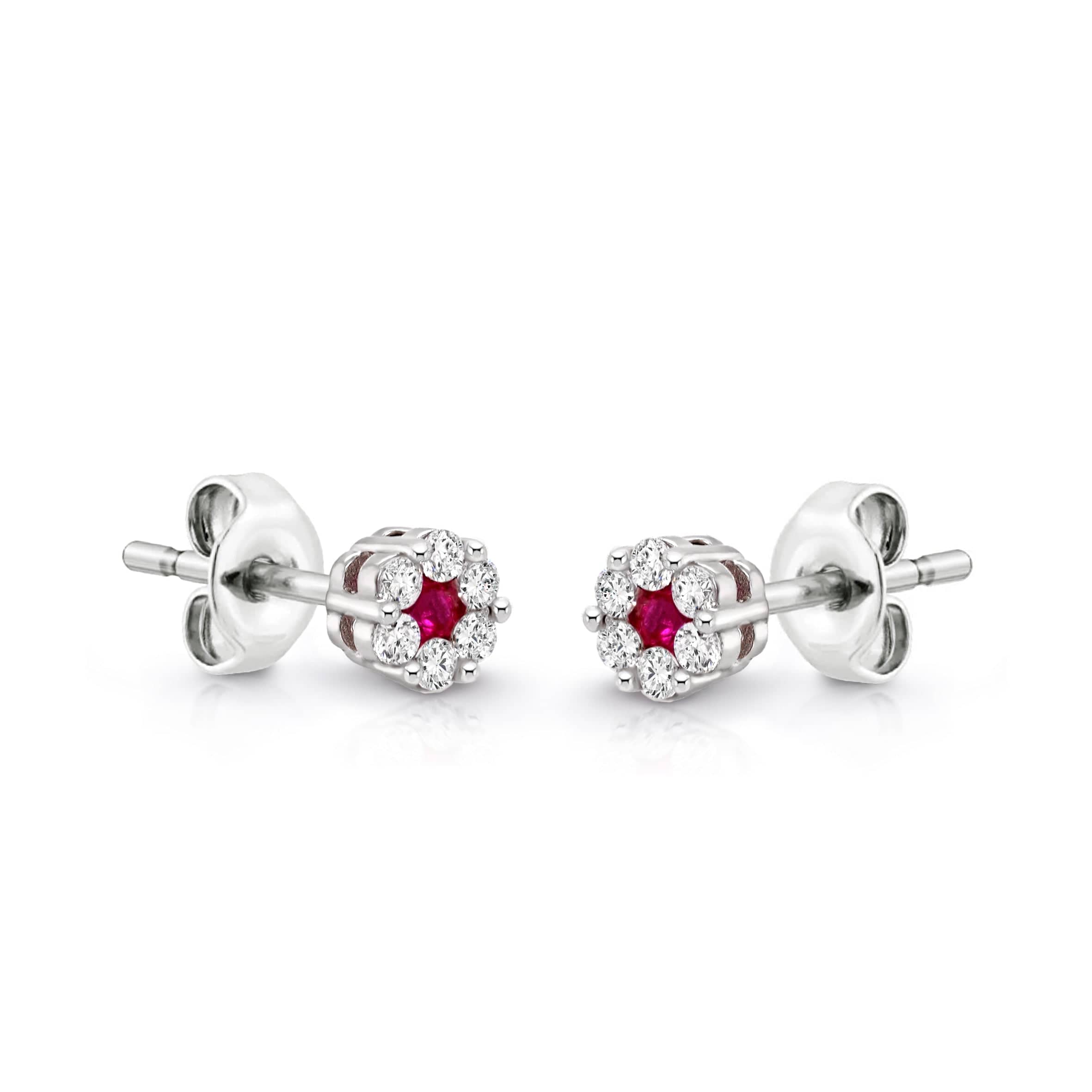 Lynora Jewellery Earrings Ruby and Diamond Flower Studs Sterling Silver / Ruby Ruby and Diamond Flower Studs
