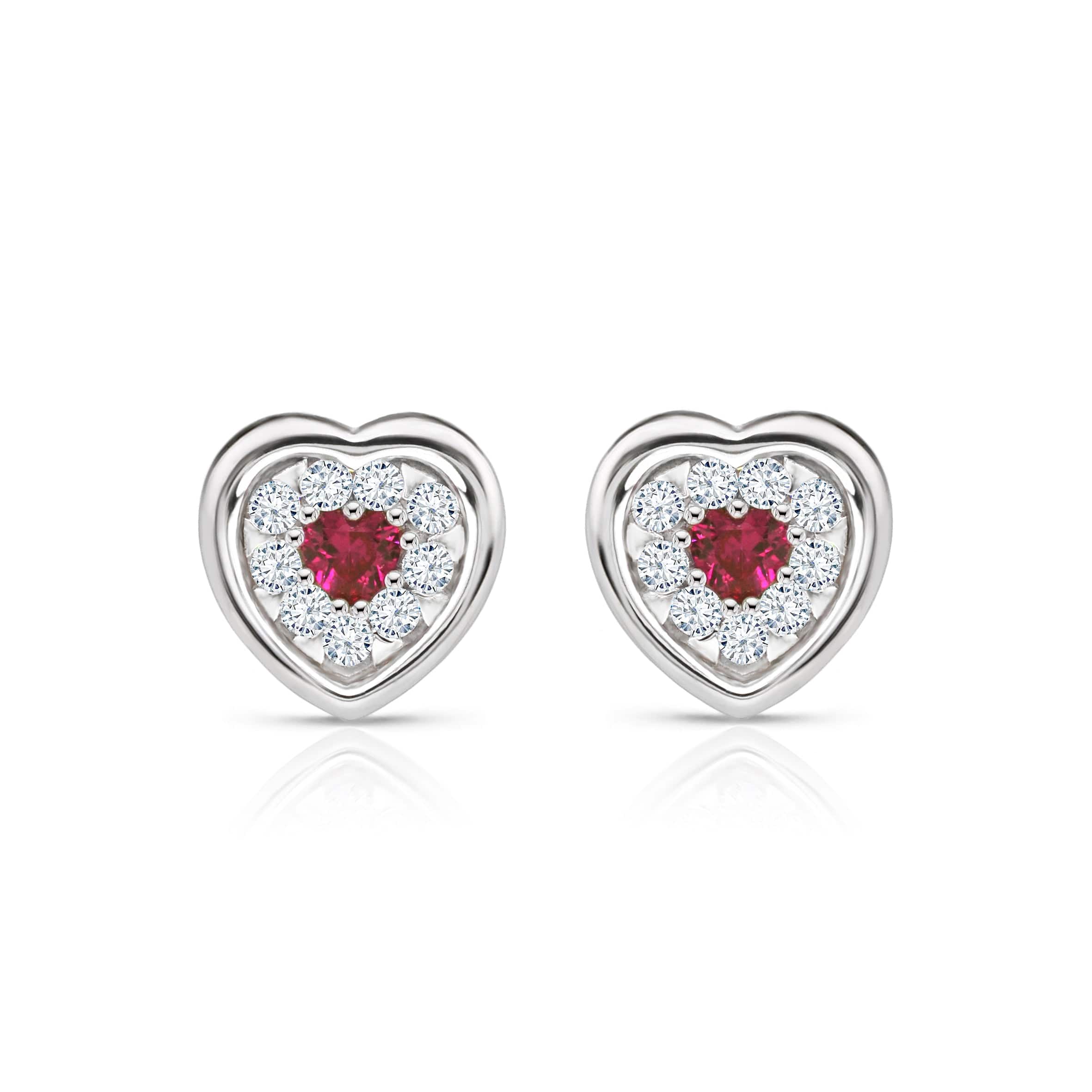 Lynora Jewellery Earrings Ruby Cluster Heart Halo Studs Sterling Silver / Ruby Ruby Cluster Heart Halo Studs