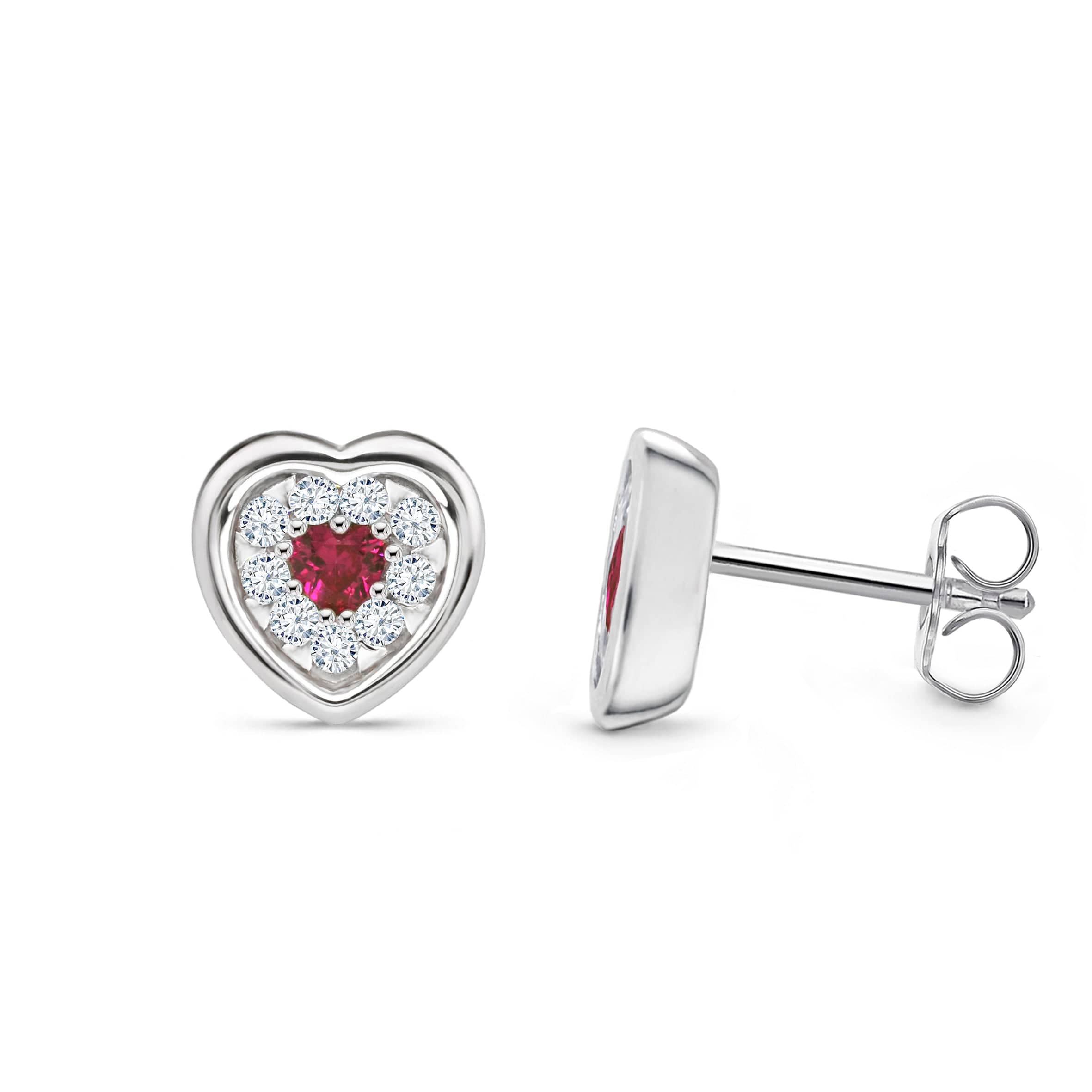 Lynora Jewellery Earrings Ruby Cluster Heart Halo Studs Sterling Silver / Ruby Ruby Cluster Heart Halo Studs