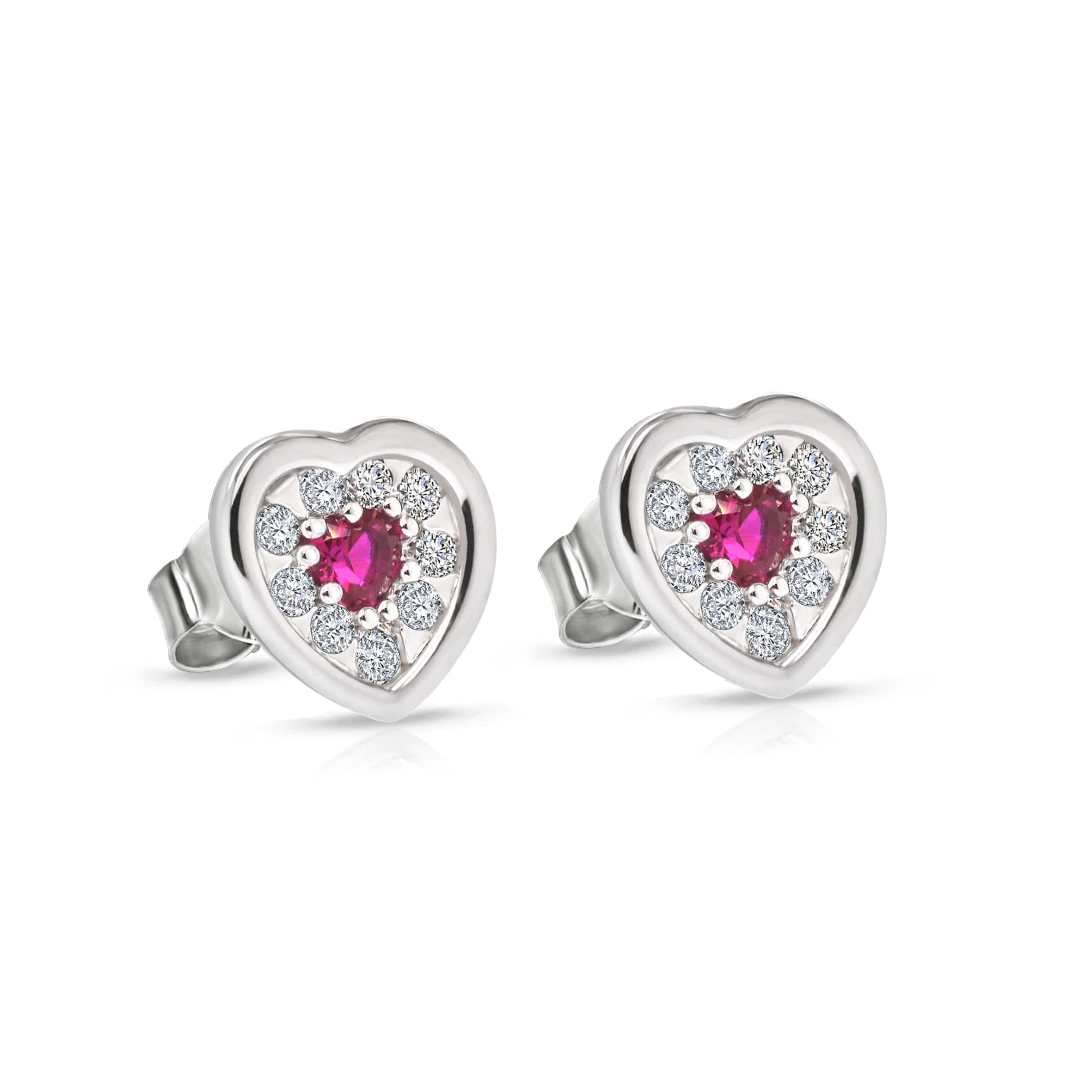 Lynora Jewellery Earrings Ruby Cluster Heart Halo Studs Sterling Silver / Ruby Ruby Cluster Heart Halo Studs