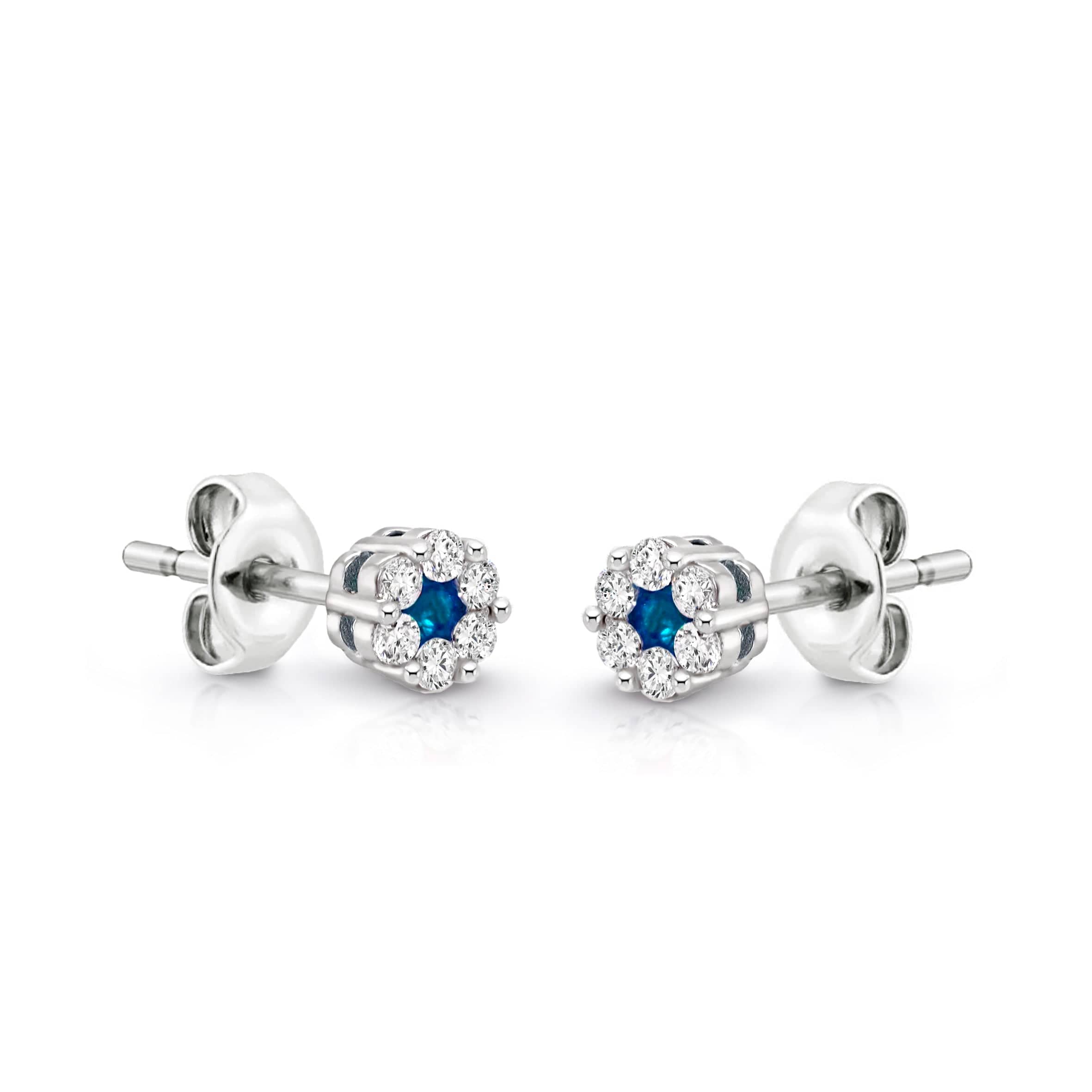 Lynora Jewellery Earrings Sapphire and Diamond Flower Studs Sterling Silver / Sapphire Sapphire and Diamond Flower Studs