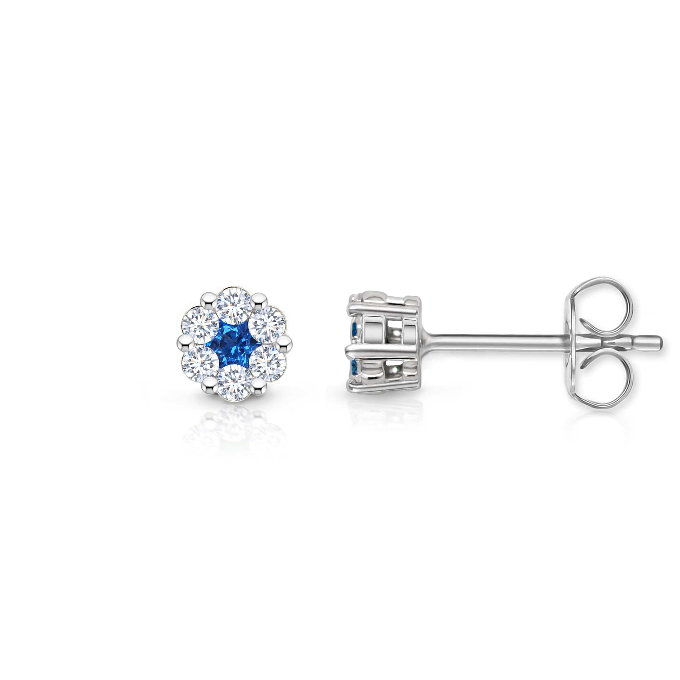 Lynora Jewellery Earrings Sapphire and Diamond Flower Studs Sterling Silver / Sapphire Sapphire and Diamond Flower Studs