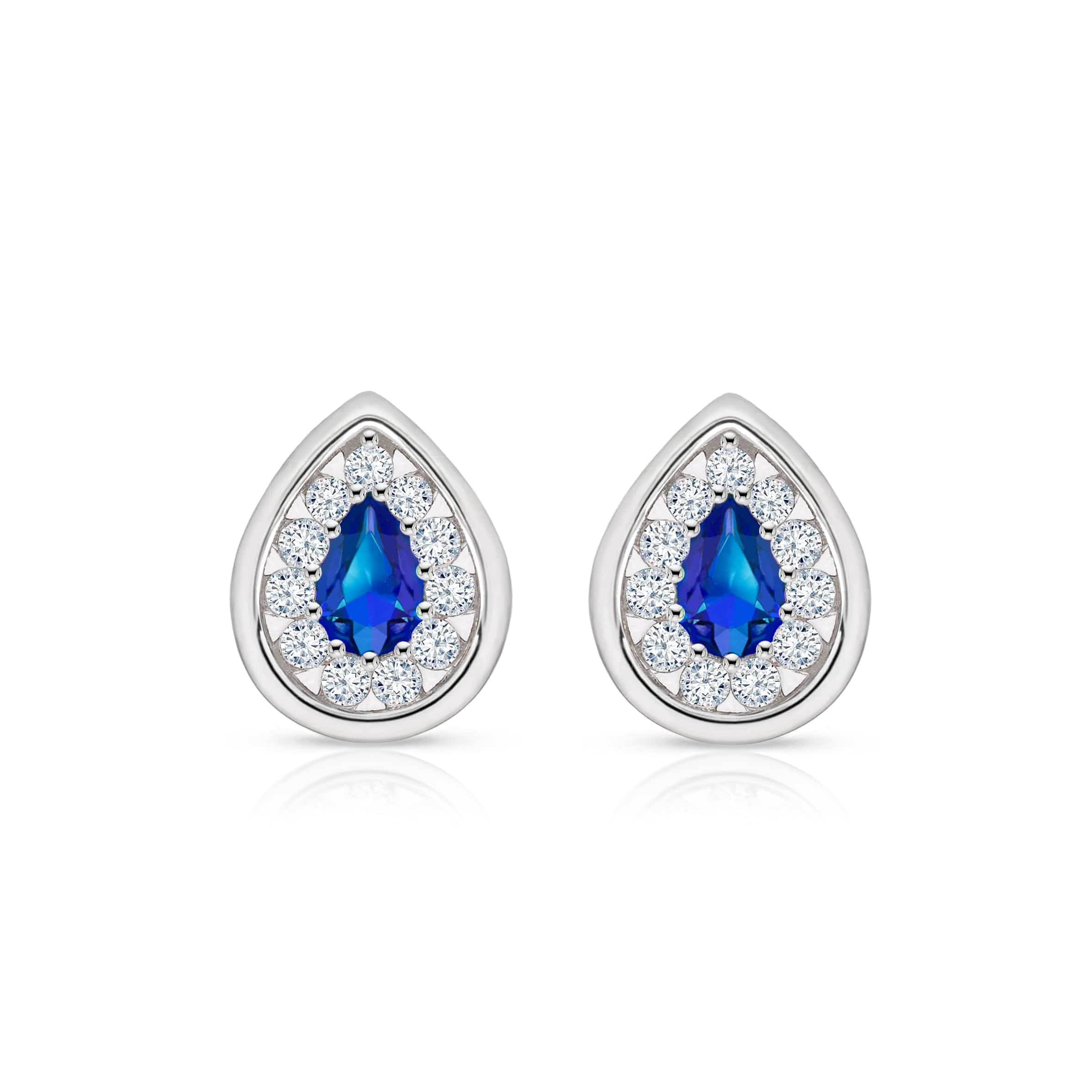 Lynora Jewellery Earrings Sapphire Cluster Pear Halo Studs Sterling Silver / Sapphire Sapphire Cluster Pear Halo Studs