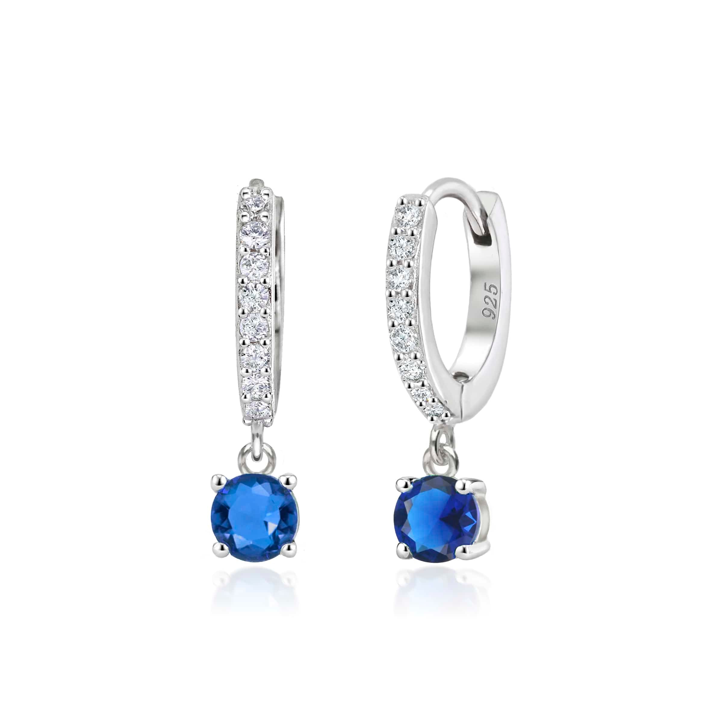 Lynora Jewellery Earrings Sapphire Raindrop Huggie Earrings Sterling Silver / Sapphire Sapphire Raindrop Huggie Earrings