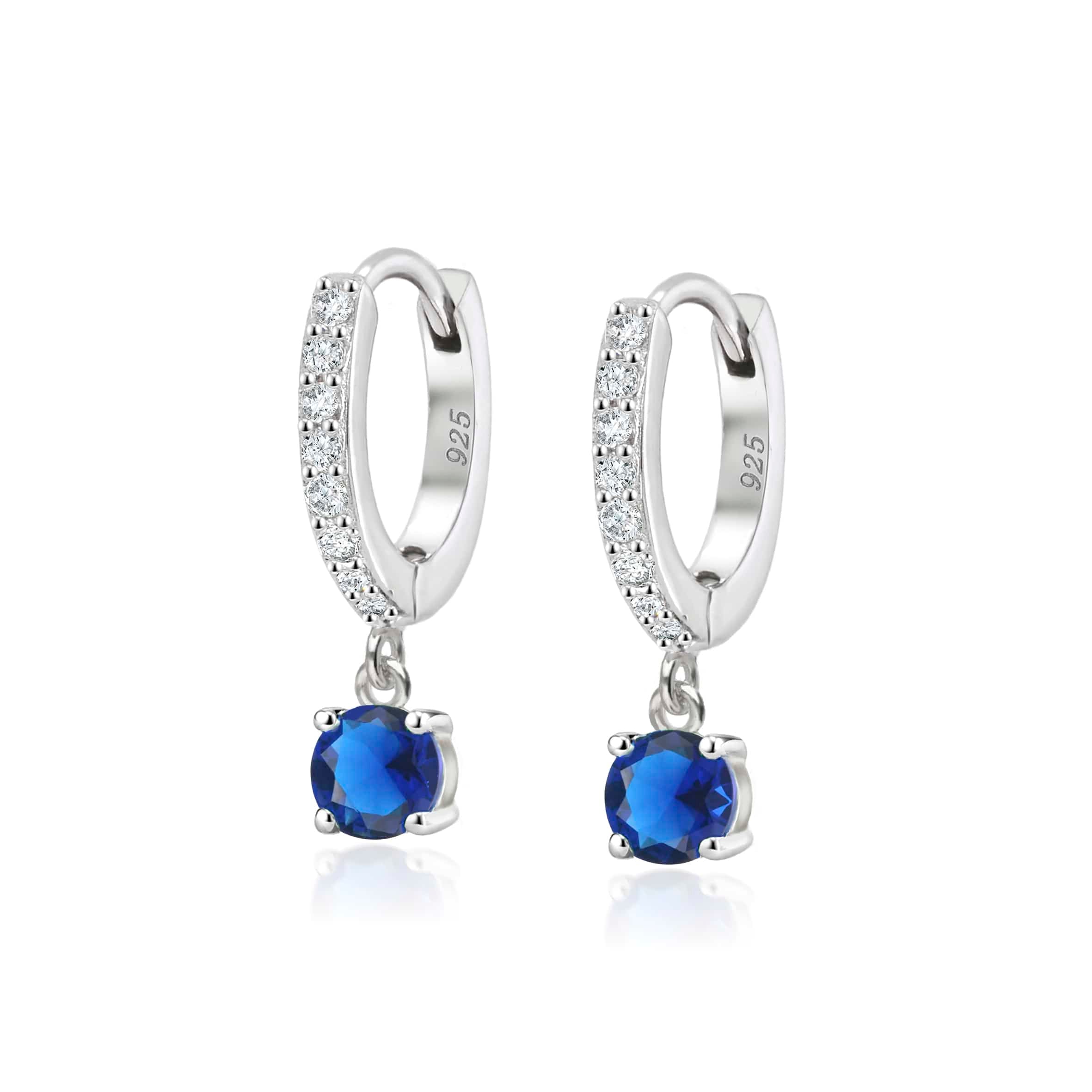Lynora Jewellery Earrings Sapphire Raindrop Huggie Earrings Sterling Silver / Sapphire Sapphire Raindrop Huggie Earrings