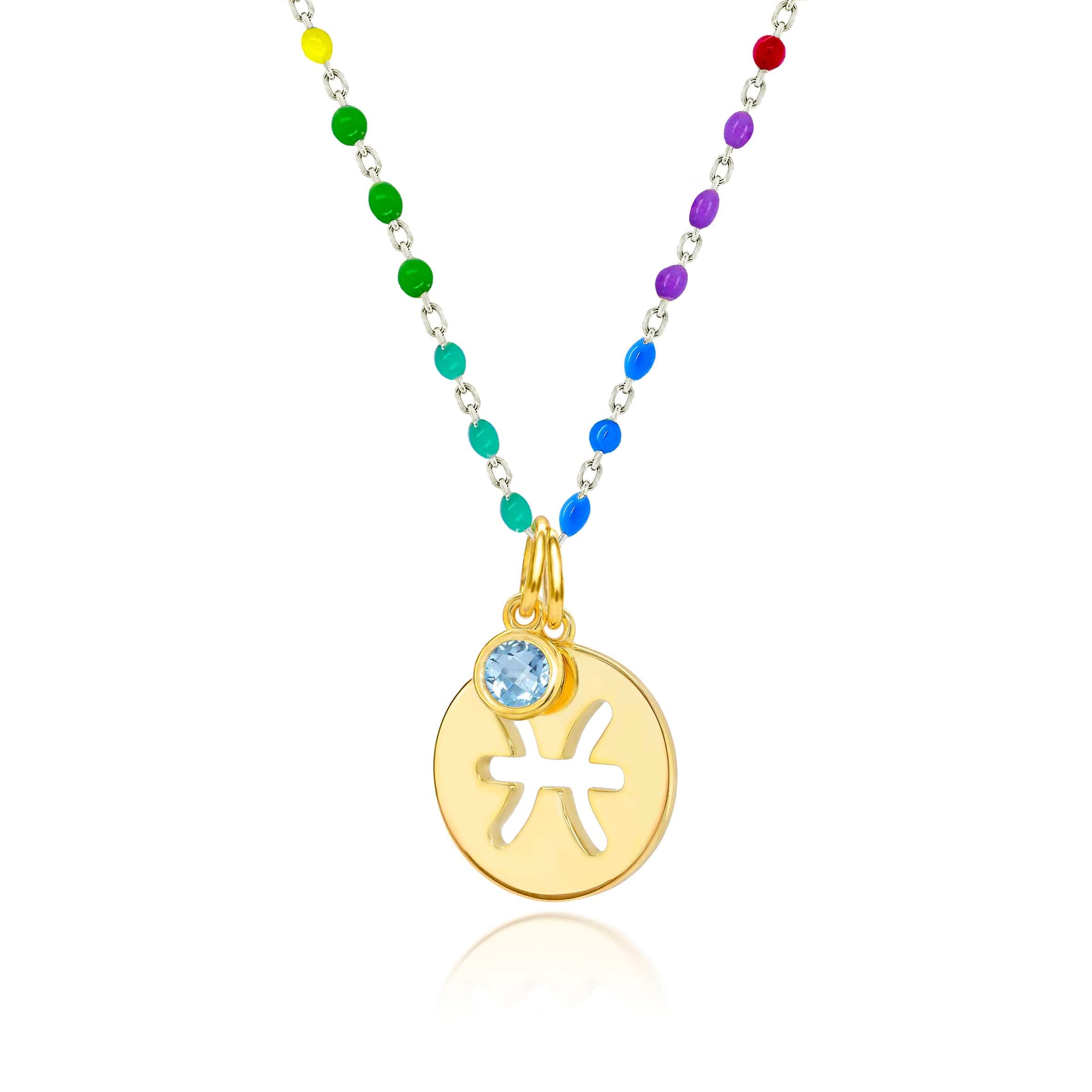 Lynora Jewellery Necklace Aquamarine Pisces Zodiac Enamel Chain Pendant
