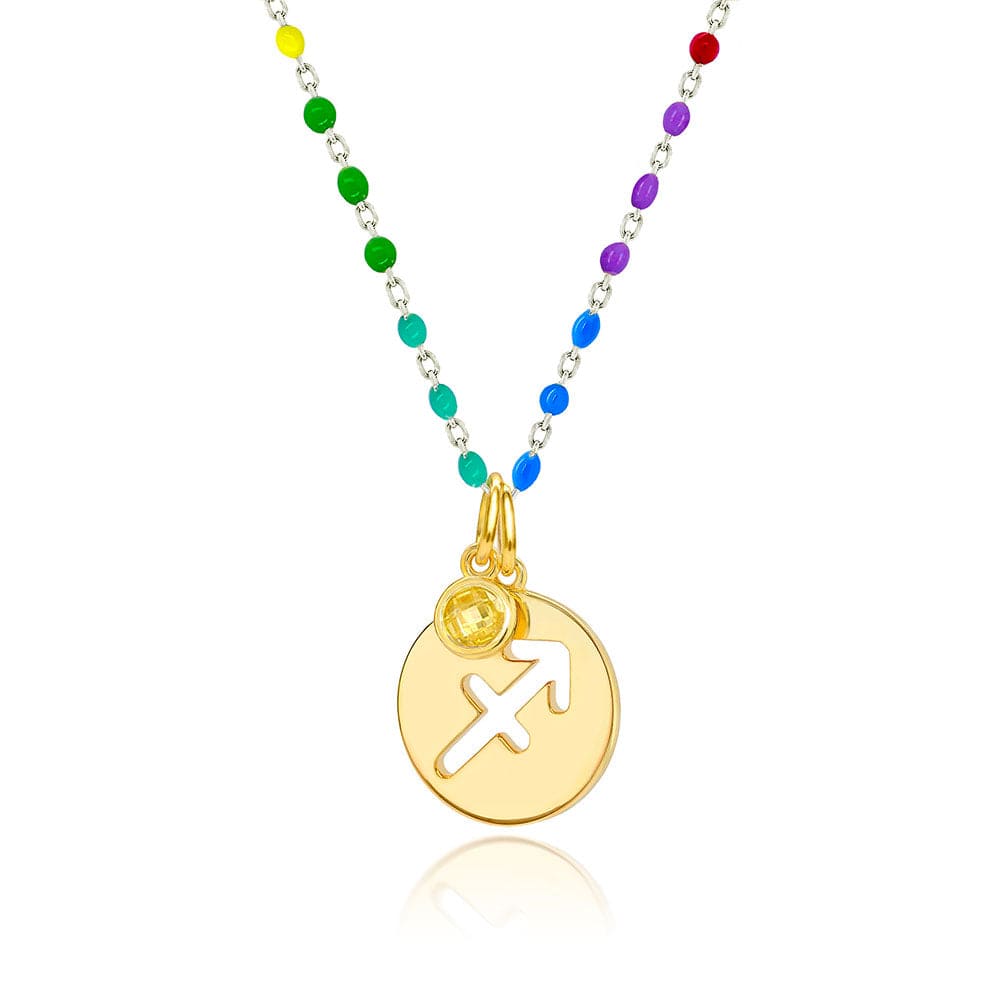 Lynora Jewellery Necklace Citrine Sagittarius Zodiac Enamel Chain Pendant