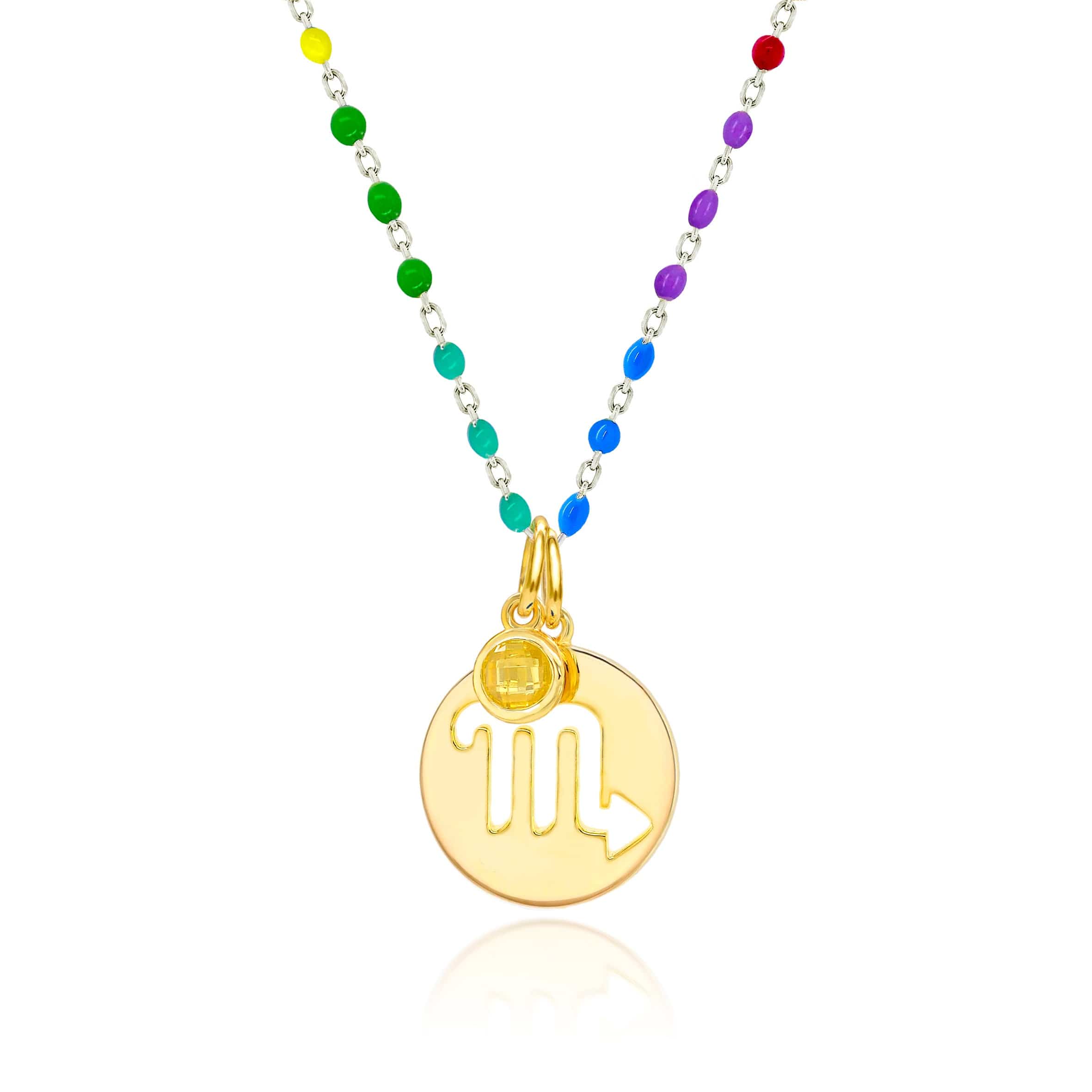 Lynora Jewellery Necklace Citrine Scorpio Zodiac Enamel Chain Pendant