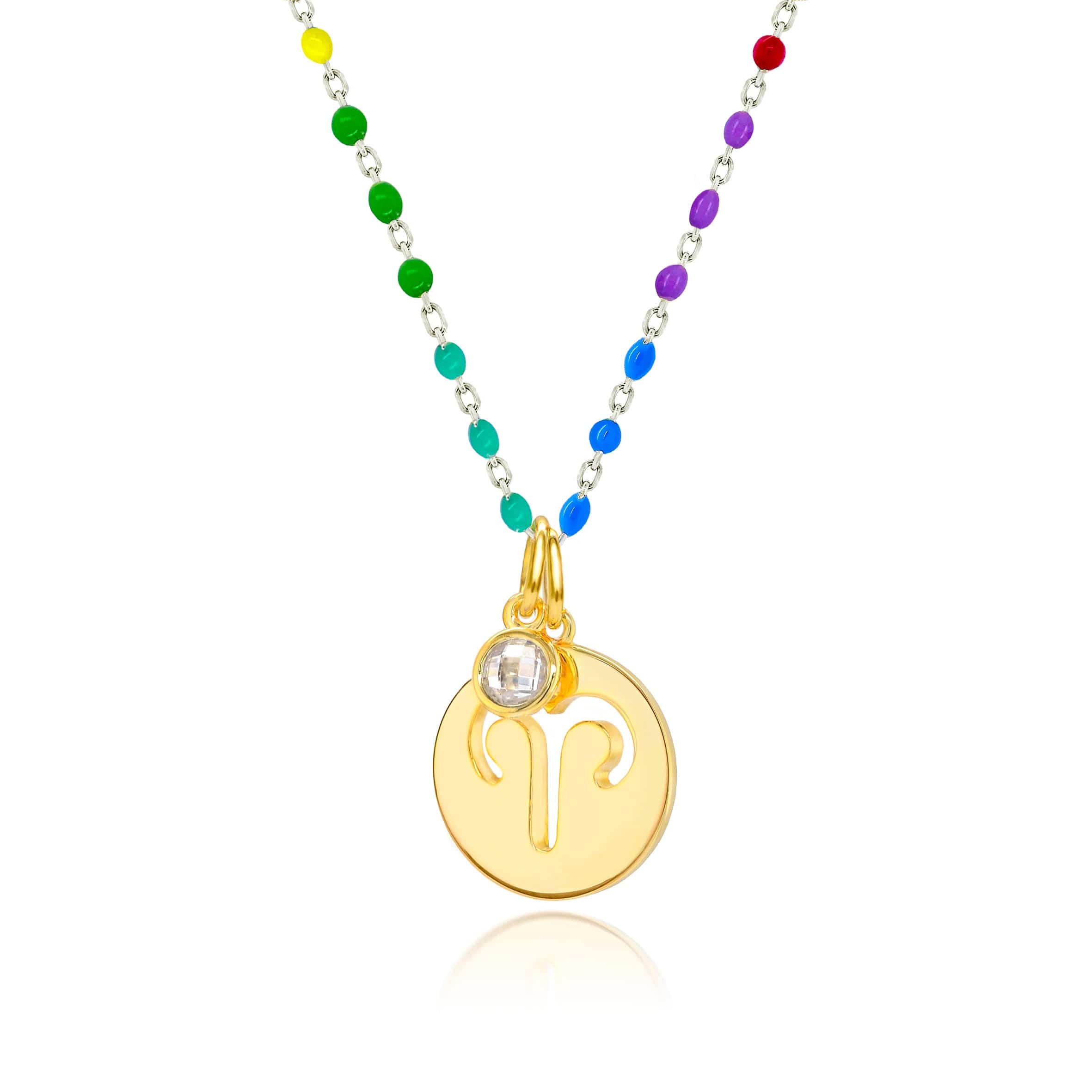 Lynora Jewellery Necklace Diamond Aries Zodiac Enamel Chain Pendant