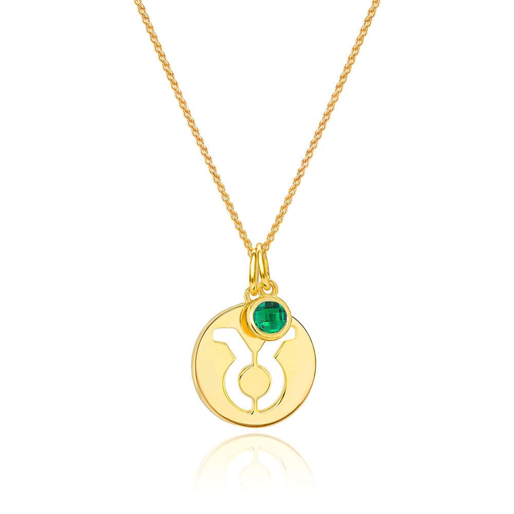 Lynora Jewellery Necklace Emerald Taurus Zodiac Pendant Gold Plated