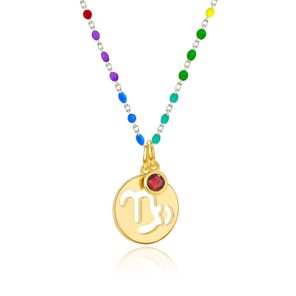 Lynora Jewellery Necklace Garnet Capricorn Zodiac Enamel Chain Pendant