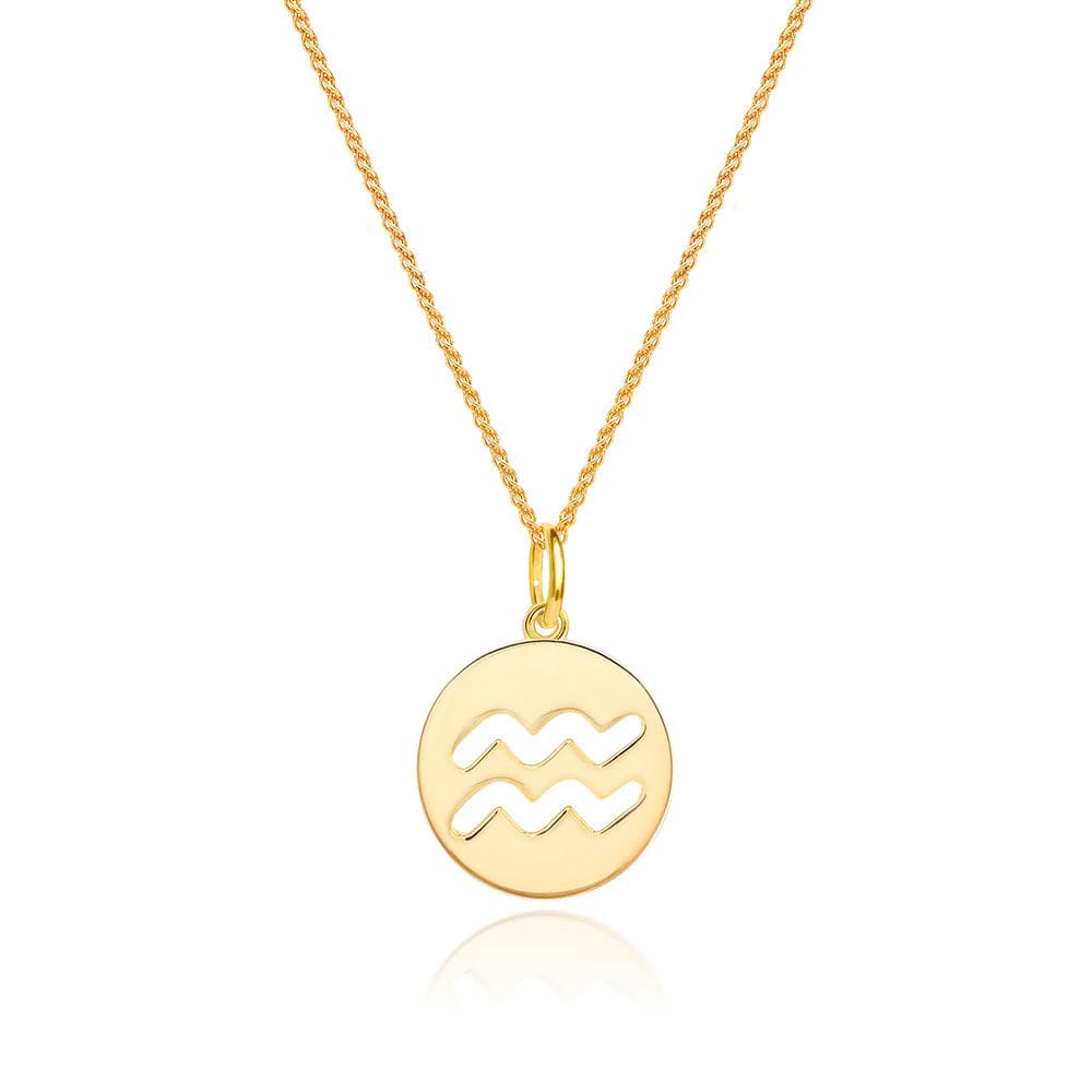 Lynora Jewellery Necklace None Aquarius Zodiac Pendant Gold Plated