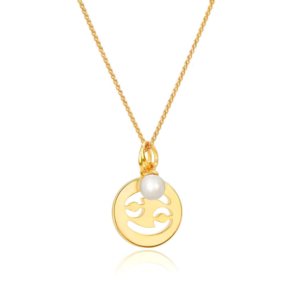 Lynora Jewellery Necklace Pearl Cancer Zodiac Pendant Gold Plated
