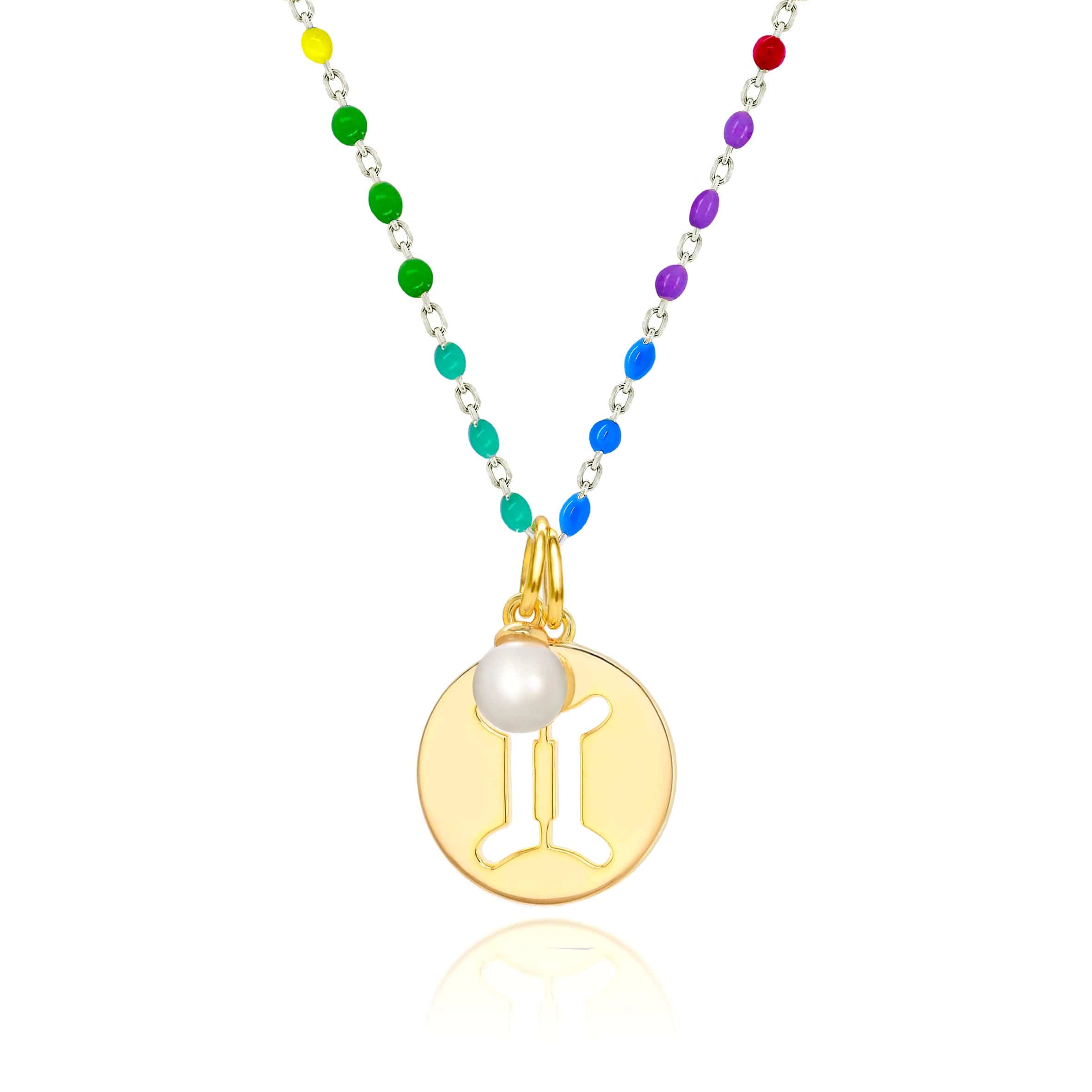Lynora Jewellery Necklace Pearl Gemini Zodiac Enamel Chain Pendant
