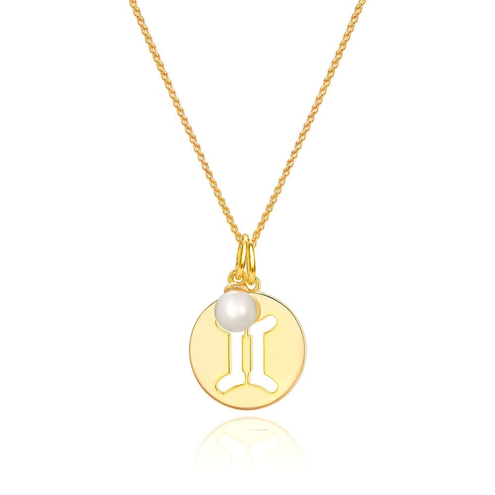 Lynora Jewellery Necklace Pearl Gemini Zodiac Pendant Gold Plated