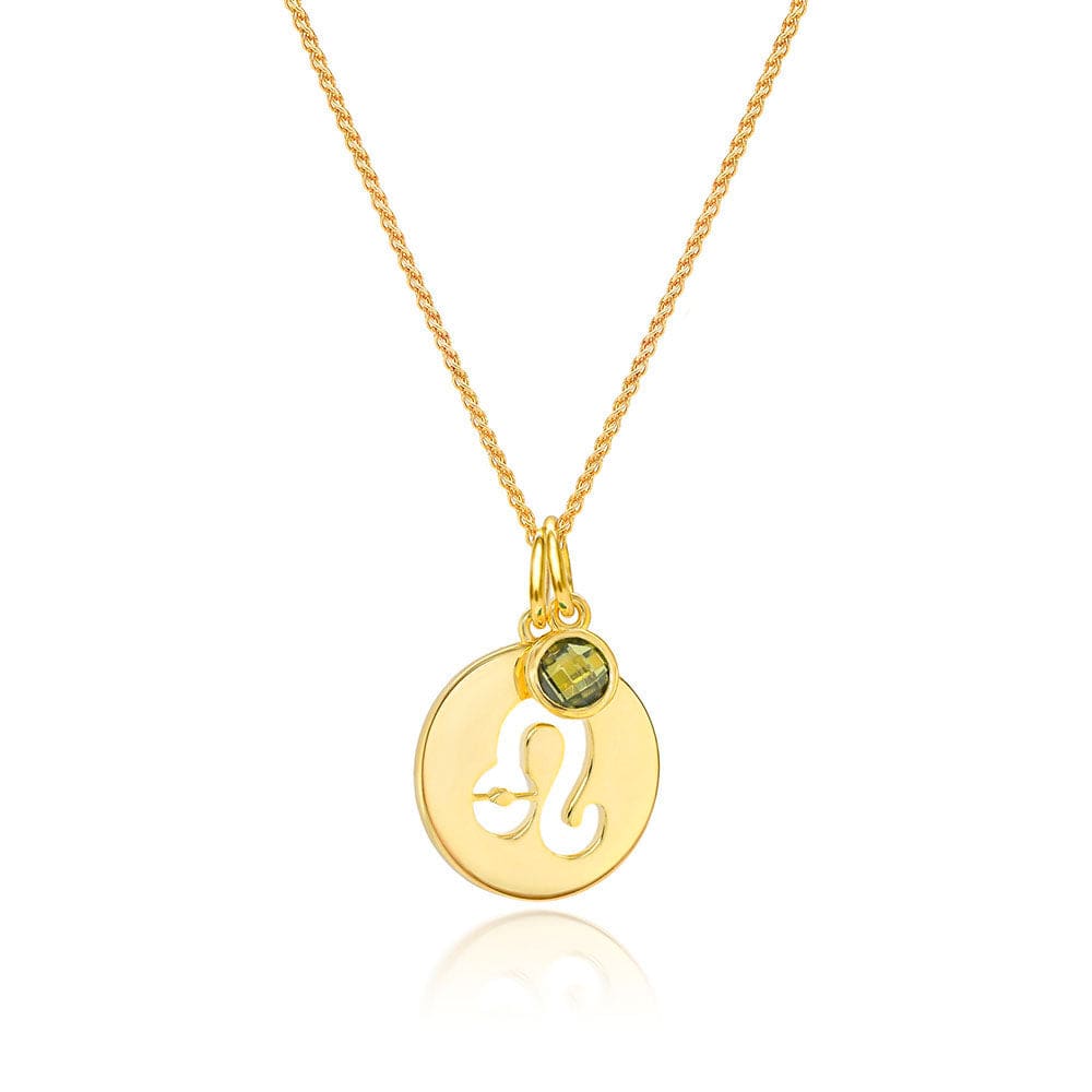 Lynora Jewellery Necklace Peridot Leo Zodiac Pendant Gold Plated