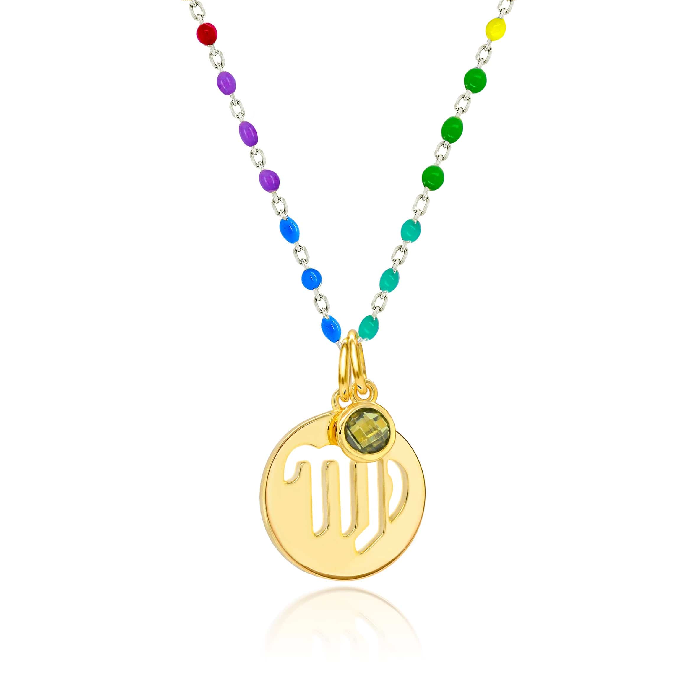Lynora Jewellery Necklace Peridot Virgo Zodiac Enamel Chain Pendant