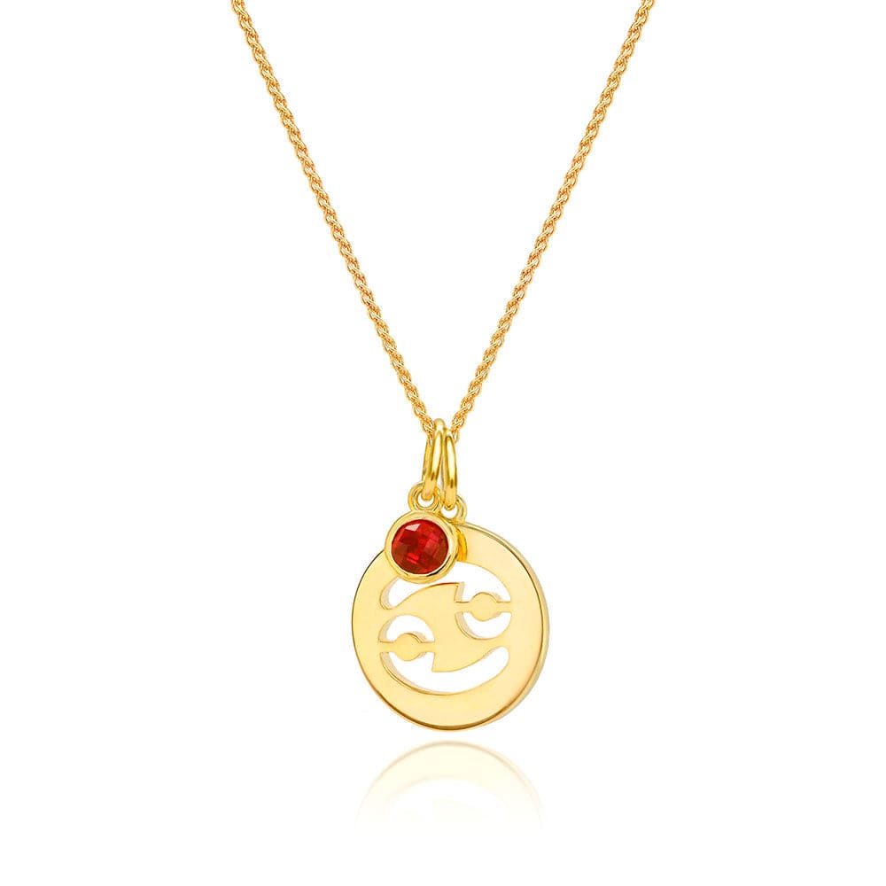 Lynora Jewellery Necklace Ruby Cancer Zodiac Pendant Gold Plated