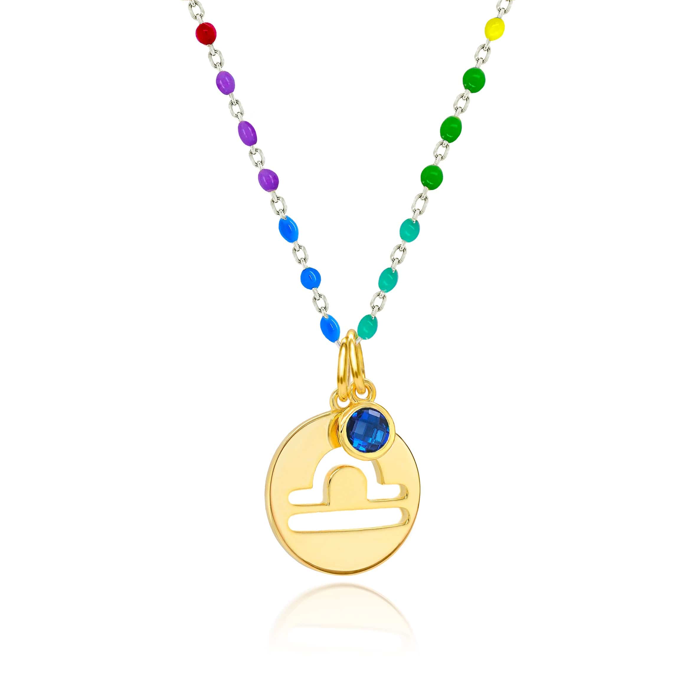 Lynora Jewellery Necklace Sapphire Libra Zodiac Enamel Chain Pendant