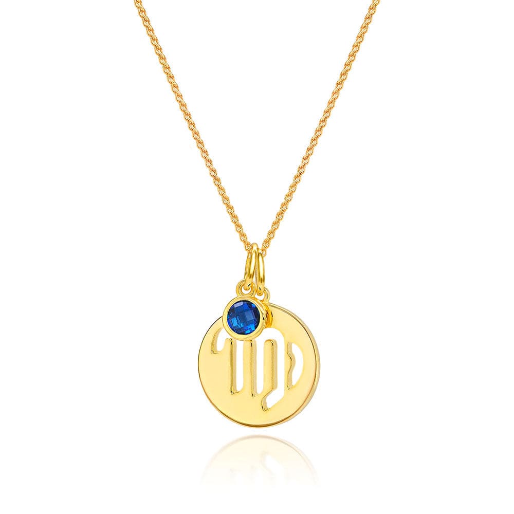 Lynora Jewellery Necklace Sapphire Virgo Zodiac Pendant Gold Plated